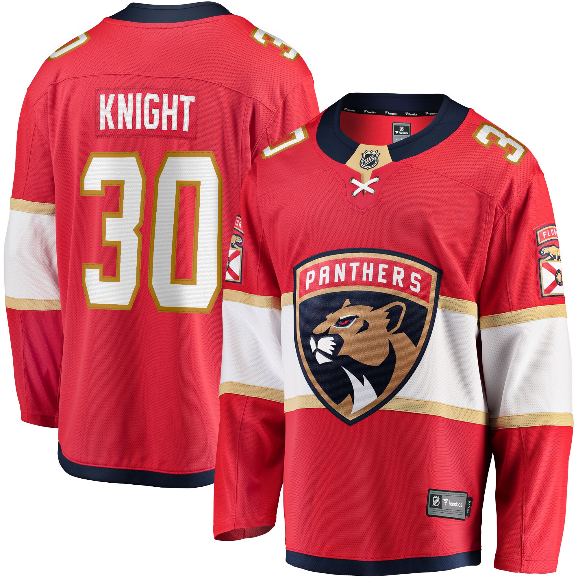 Spencer Knight Florida Panthers Fanatics Home Breakaway Replica Jersey - Red cheap jerseys for sale - CheapJerseys.Shop