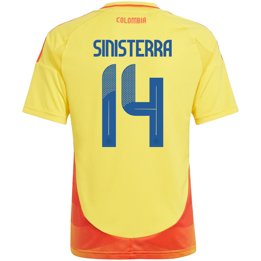 Luis Sinisterra 14 Colombia National Team 2024/25 Home YOUTH Jersey - Yellow cheap jerseys for sale - CheapJerseys.Shop
