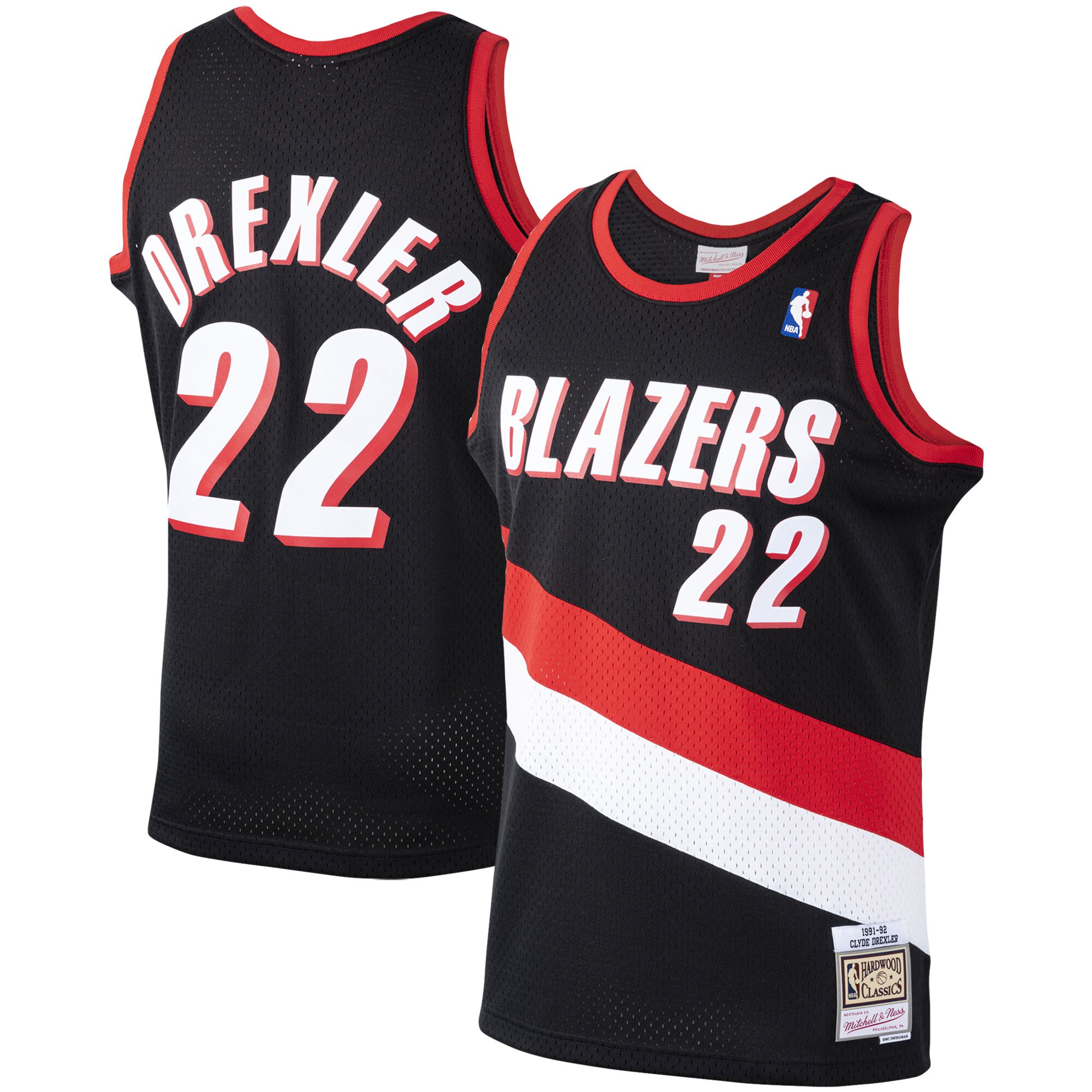 Clyde Drexler Portland Trail Blazers Mitchell & Ness 1991\/92 Hardwood Classics Swingman Jersey - Black cheap jerseys for sale - CheapJerseys.Shop