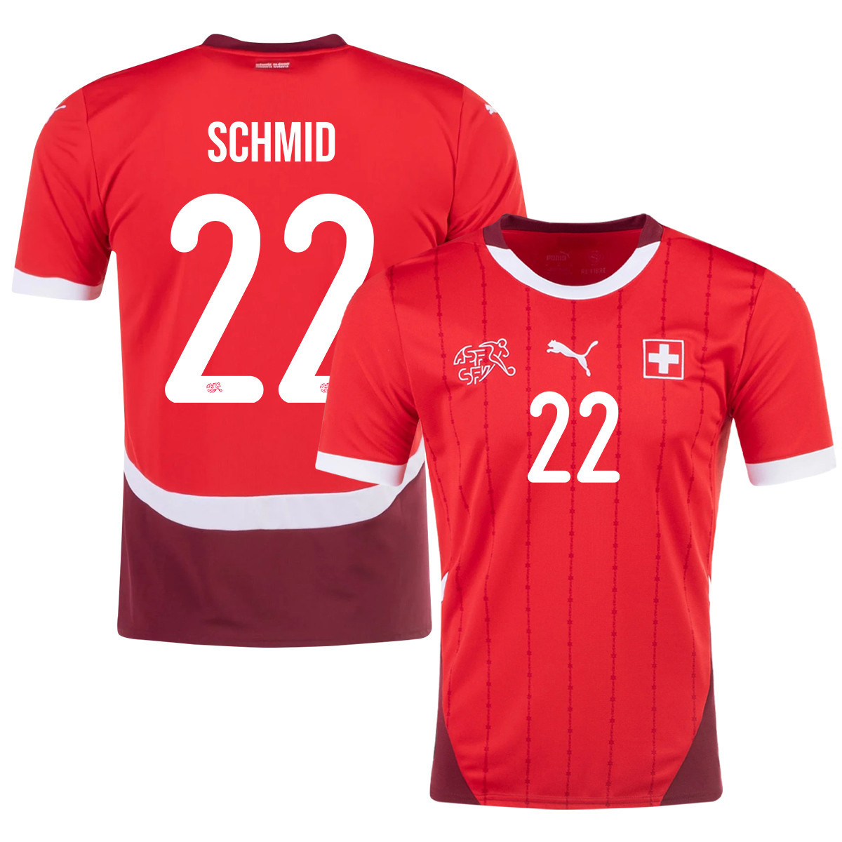 Dominik Schmid 22 Switzerland National Team 2024/25 Home Men Jersey - Red cheap jerseys for sale - CheapJerseys.Shop