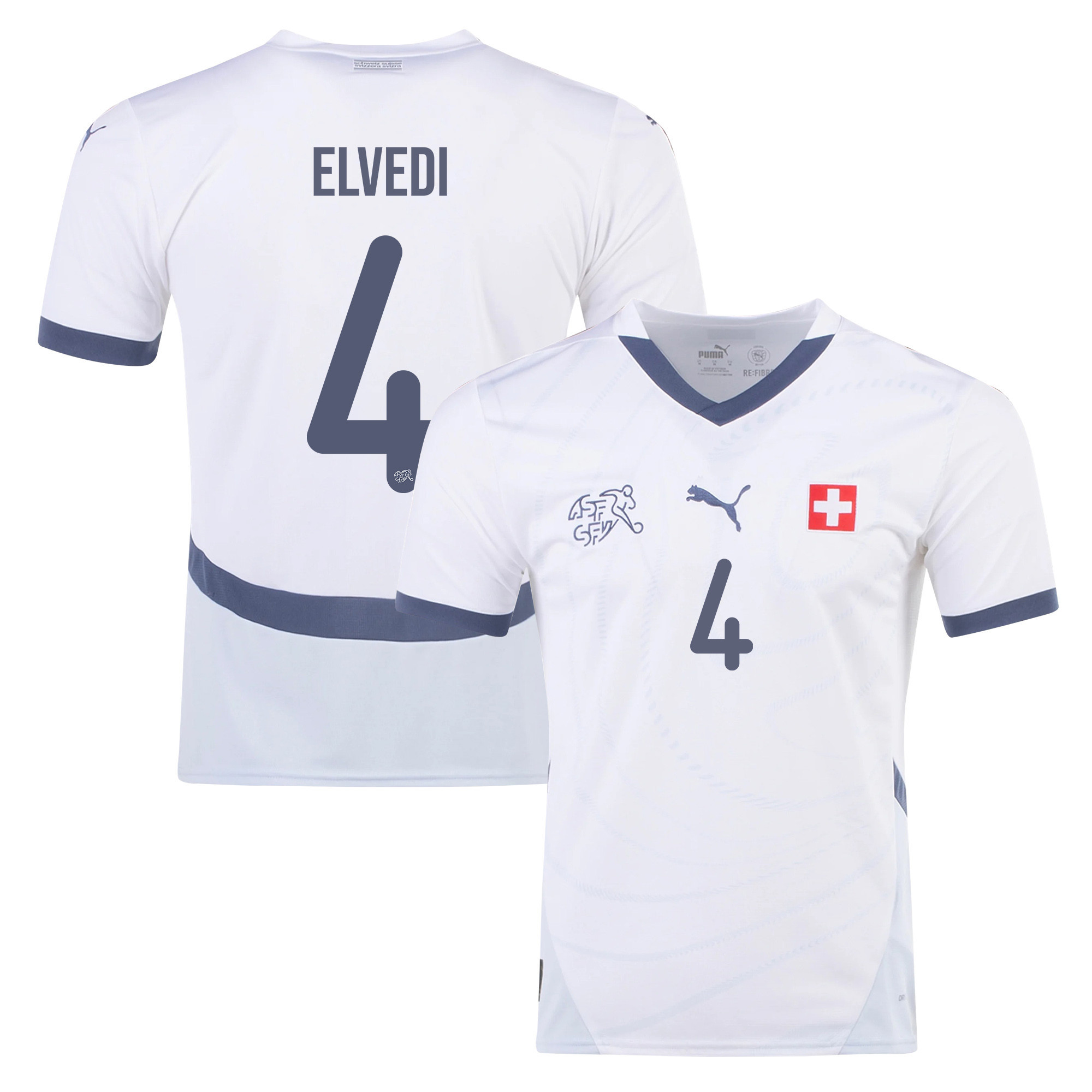 Nico Elvedi 4 Switzerland National Team 2024/25 Away Men Jersey - White cheap jerseys for sale - CheapJerseys.Shop