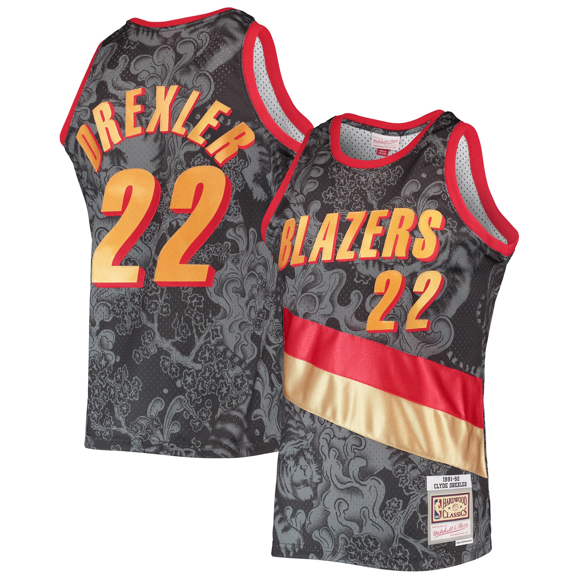 Clyde Drexler Portland Trail Blazers Mitchell & Ness Hardwood Classics 1991\/92 Lunar New Year Swingman Jersey - Black cheap jerseys for sale - CheapJerseys.Shop