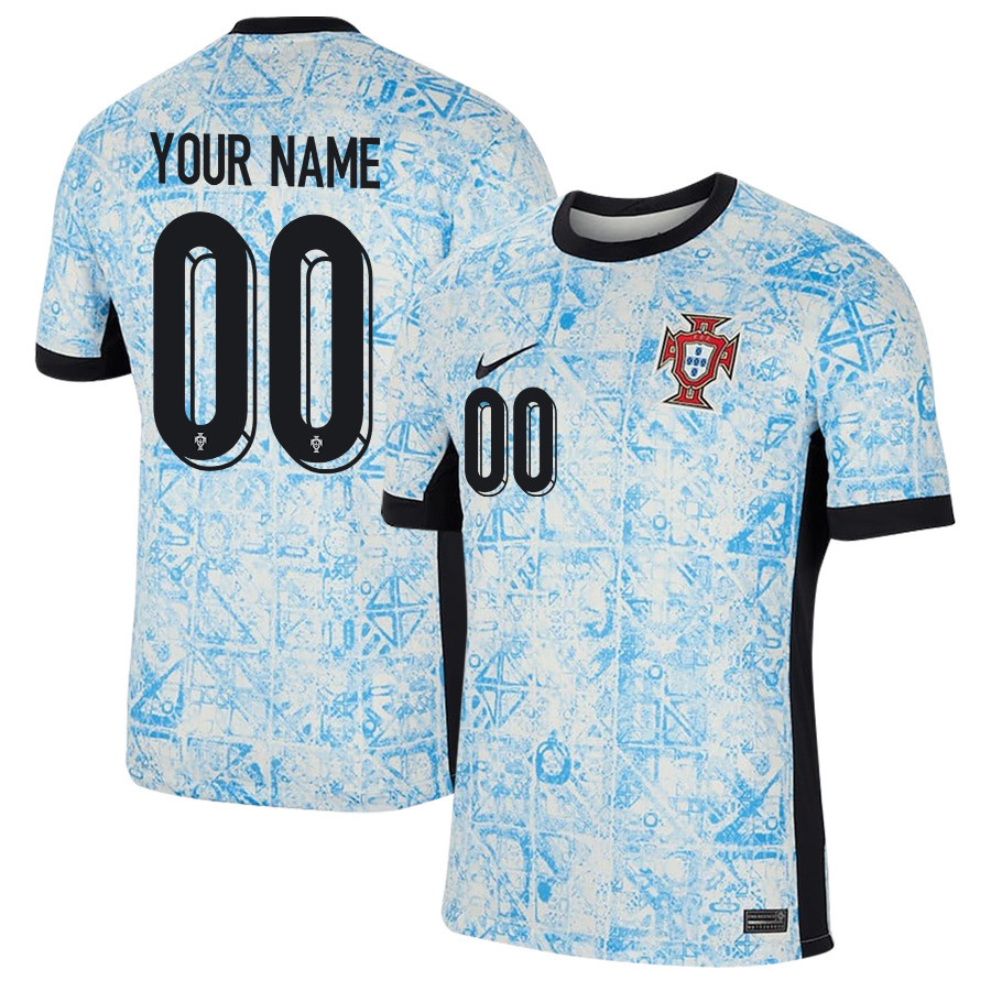Portugal National Team 2024/25 Custom Away Men Jersey - Cream/Blue cheap jerseys for sale - CheapJerseys.Shop