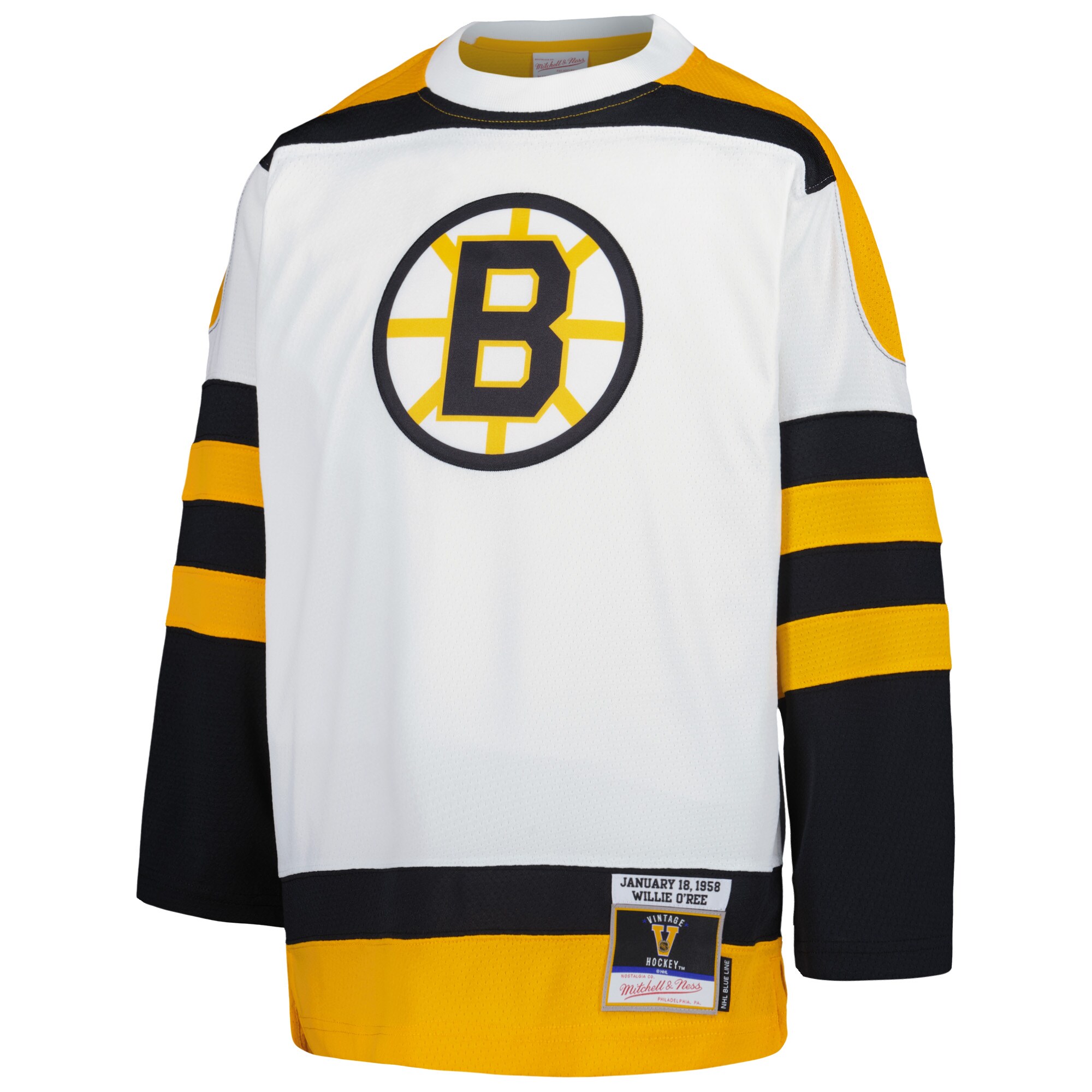 Willie O'Ree Boston Bruins Mitchell & Ness Youth 1958 Blue Line Player Jersey - White cheap jerseys for sale - CheapJerseys.Shop