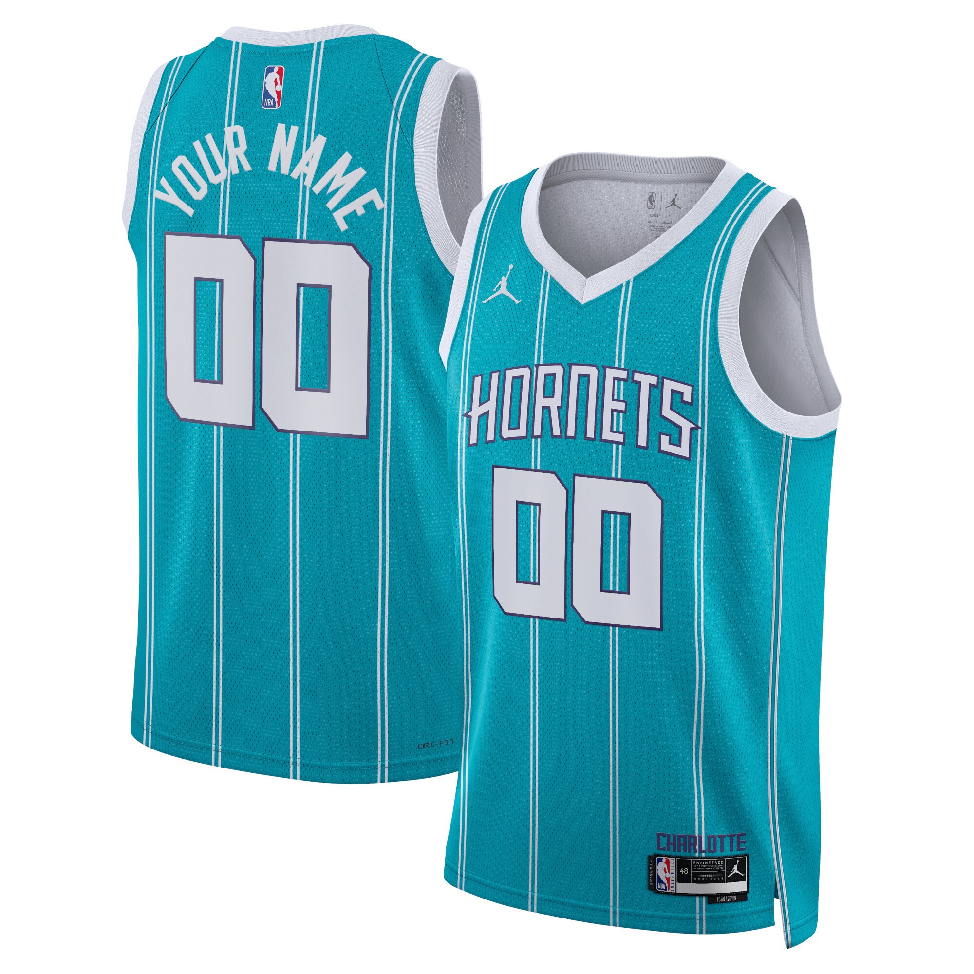 Charlotte Hornets Jordan Brand Unisex Swingman Custom Jersey Teal - Icon Edition cheap jerseys for sale - CheapJerseys.Shop