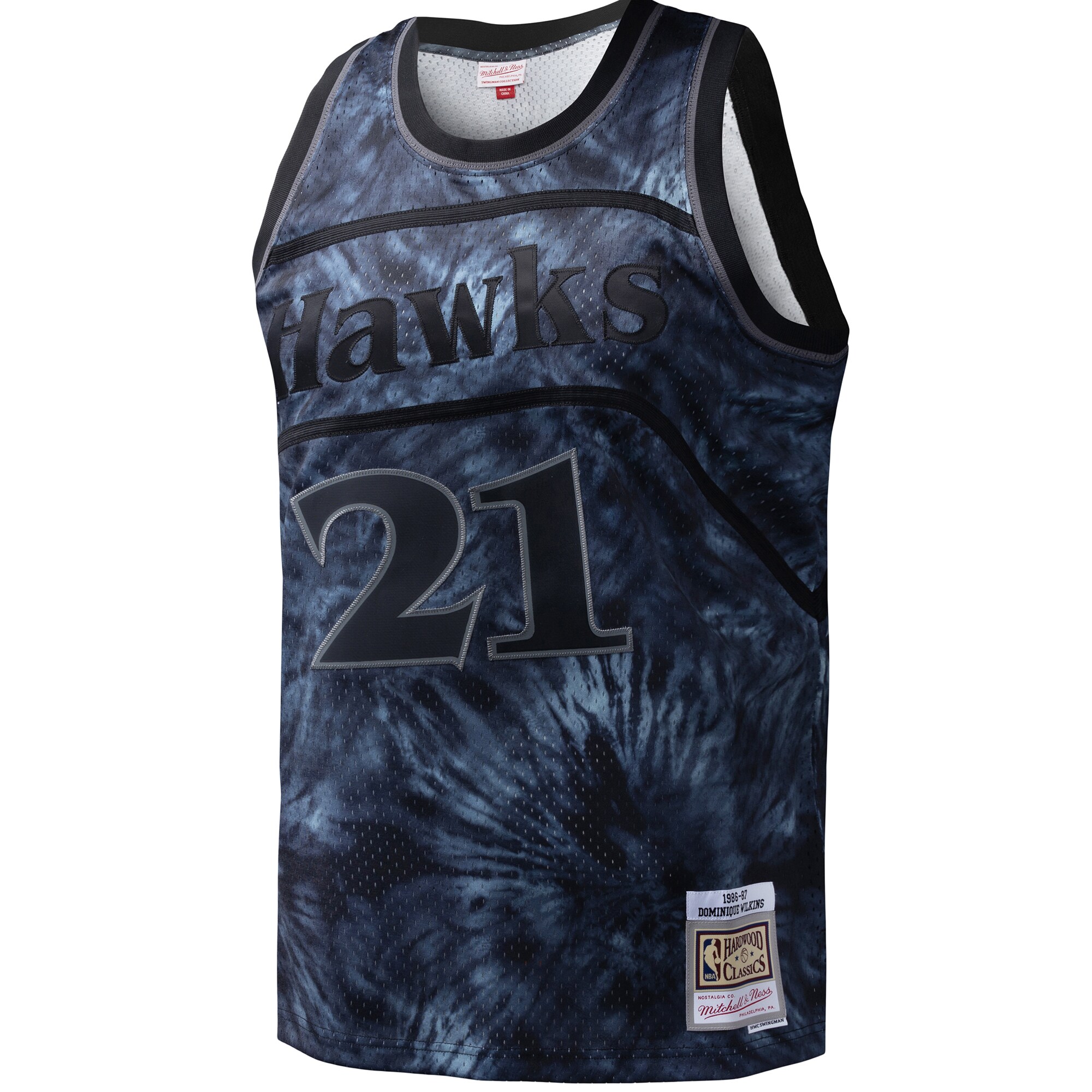 Dominique Wilkins Atlanta Hawks Mitchell & Ness Hardwood Classics 1986\/87 Tie-Dye Swingman Jersey - Black cheap jerseys for sale - CheapJerseys.Shop