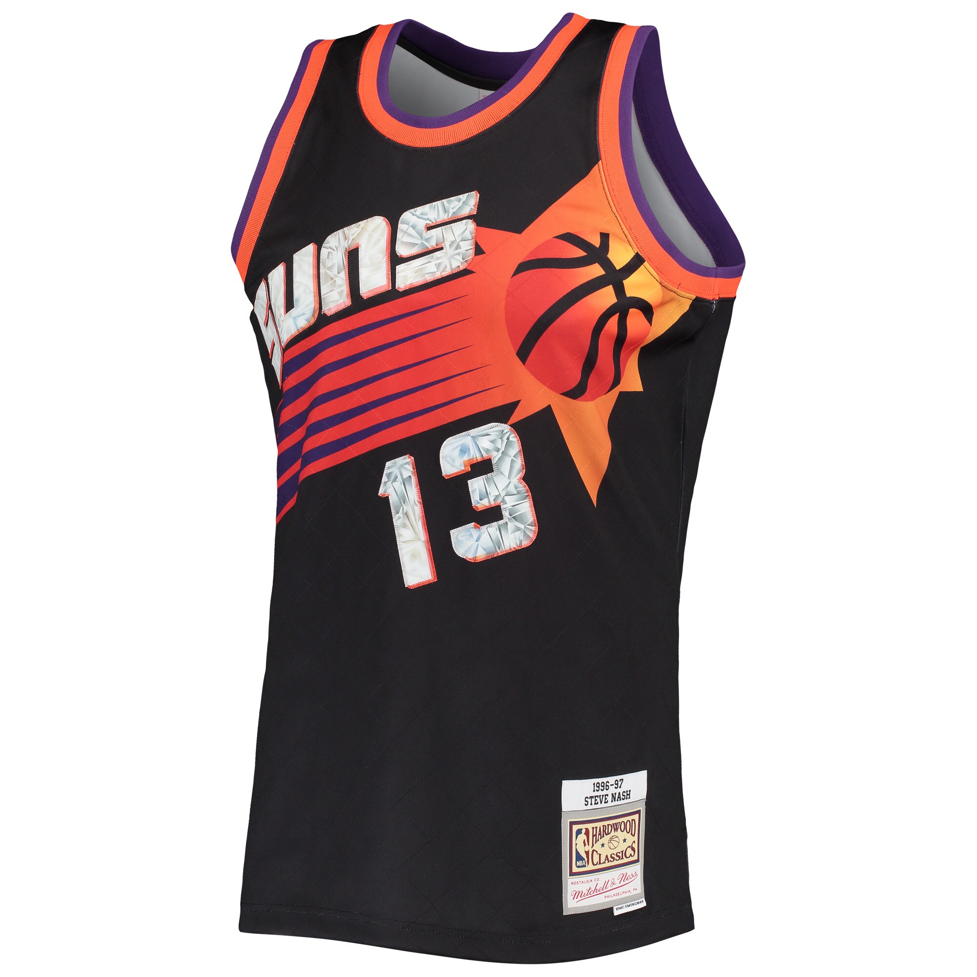 Steve Nash Phoenix Suns Mitchell & Ness 1996\/97 Hardwood Classics 75th Anniversary Diamond Swingman Jersey - Black cheap jerseys for sale - CheapJerseys.Shop