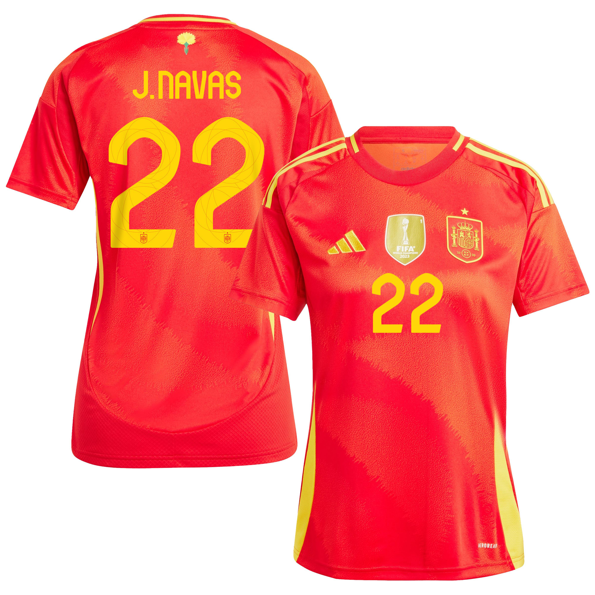 Jesús Navas 22 Spain National Team 2024 Home WOMEN Jersey - Red cheap jerseys for sale - CheapJerseys.Shop