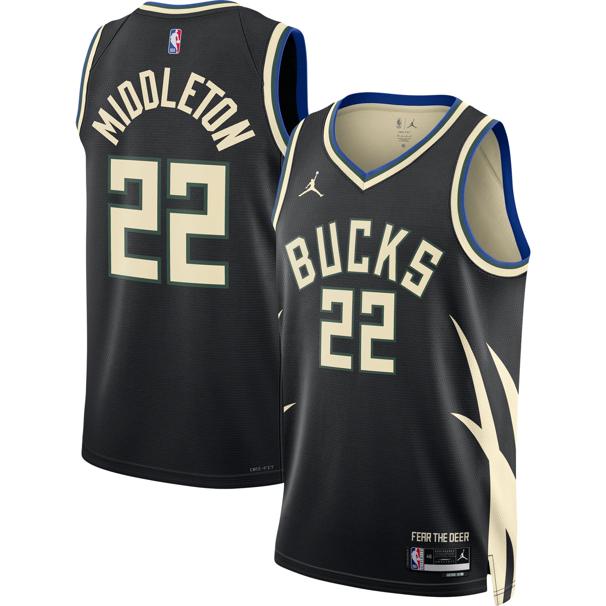 Khris Middleton Milwaukee Bucks Jordan Brand Unisex Swingman Jersey - Statement Edition - Black cheap jerseys for sale - CheapJerseys.Shop