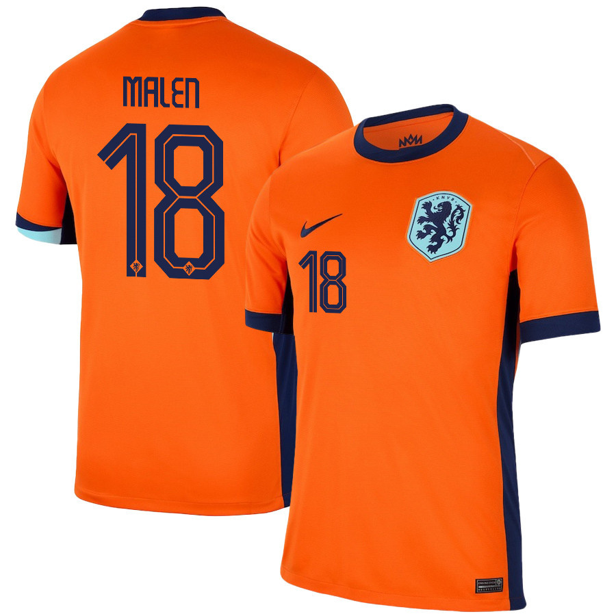 Donyell Malen 18 Netherlands National Team 2024/25 Home Men Jersey - Orange cheap jerseys for sale - CheapJerseys.Shop