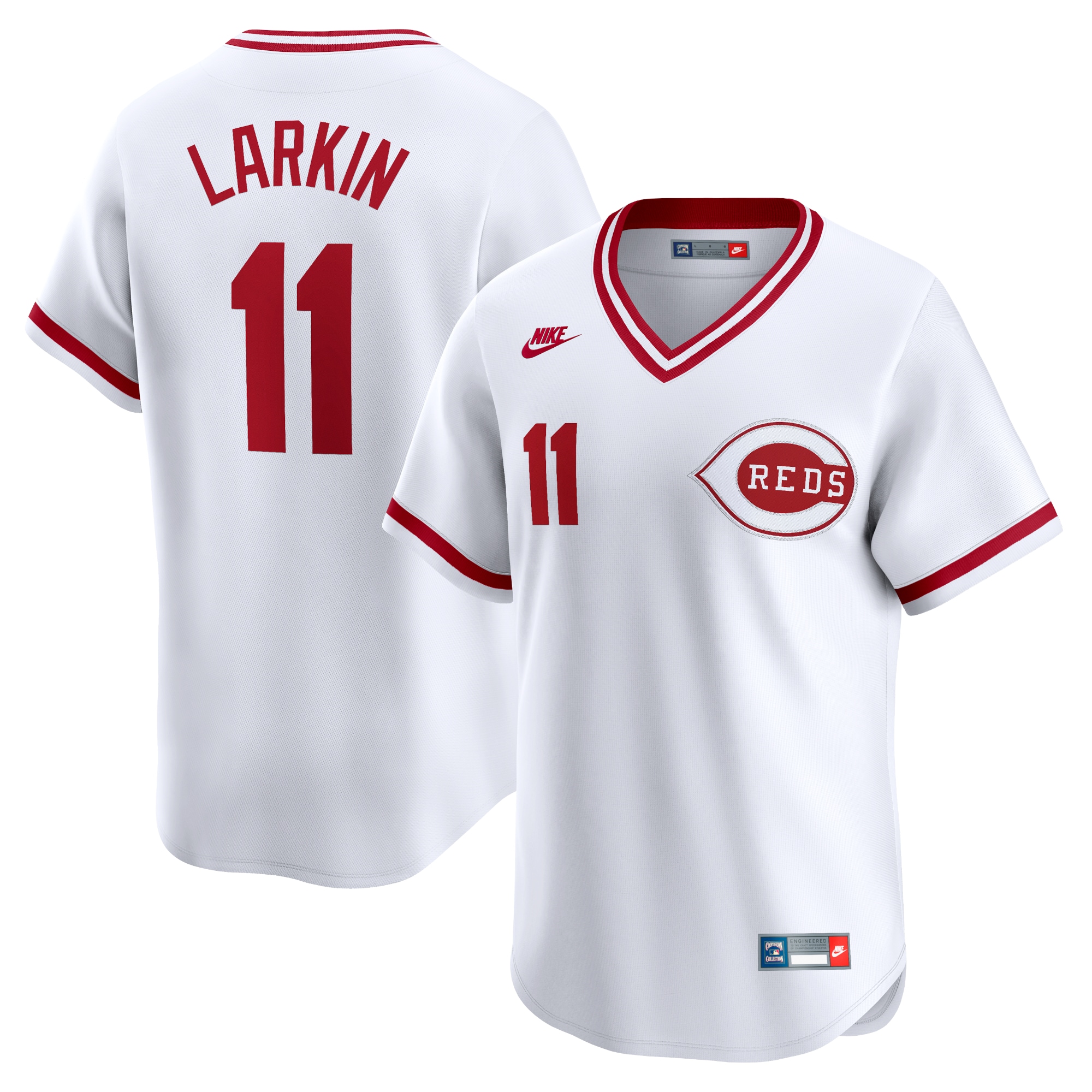 Barry Larkin Cincinnati Reds Throwback Cooperstown Limited Jersey - White cheap jerseys for sale - CheapJerseys.Shop
