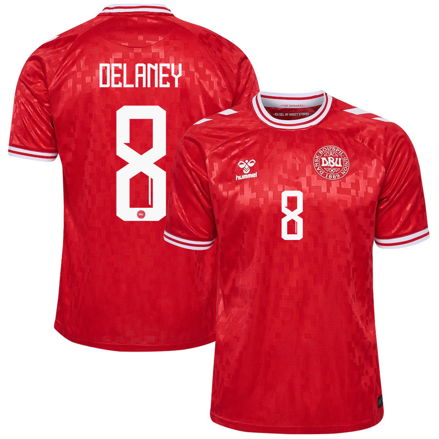 Thomas Delaney 8 Denmark National Team 2024/25 Home Men Jersey - Red cheap jerseys for sale - CheapJerseys.Shop