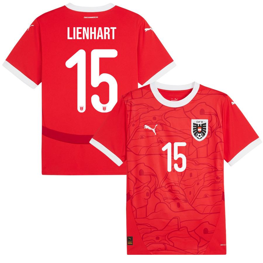Philipp Lienhart 15 Austria National Team 2024/25 Home Men Jersey - Red cheap jerseys for sale - CheapJerseys.Shop