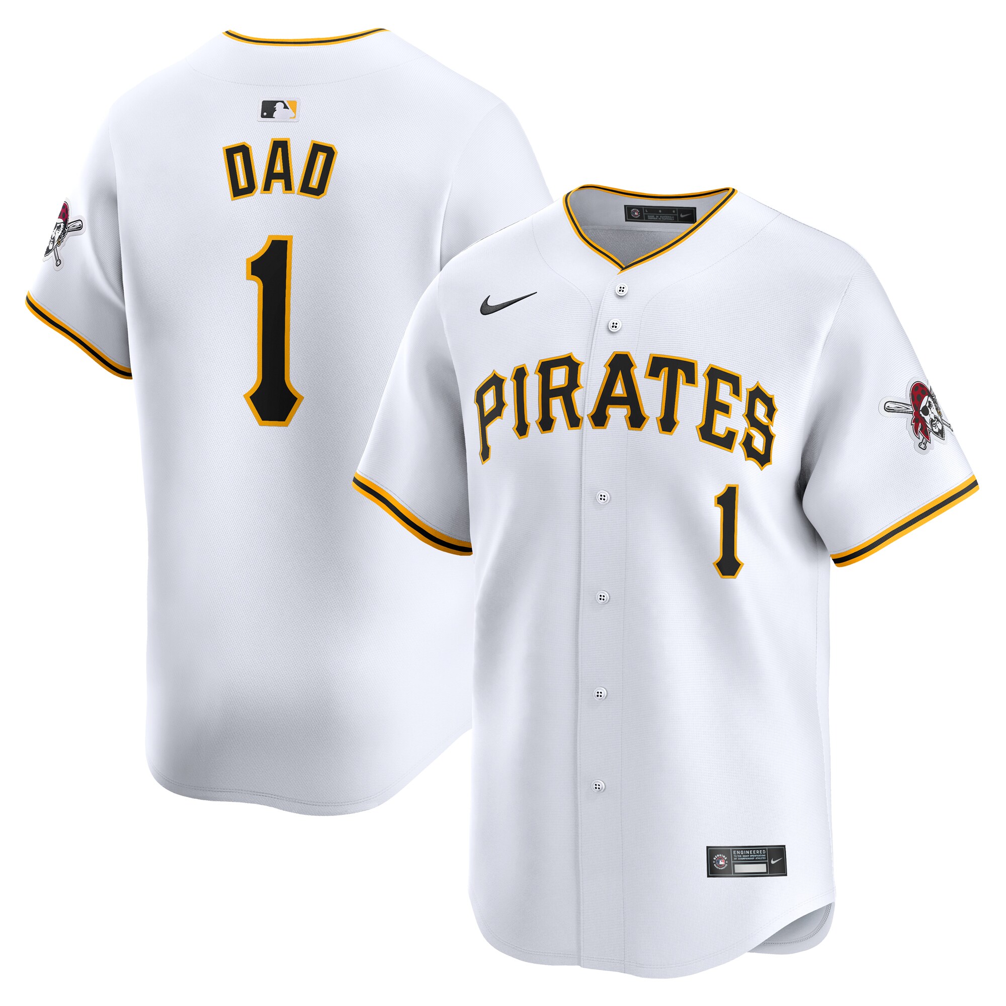Pittsburgh Pirates #1 Dad Home Limited Jersey - White cheap jerseys for sale - CheapJerseys.Shop