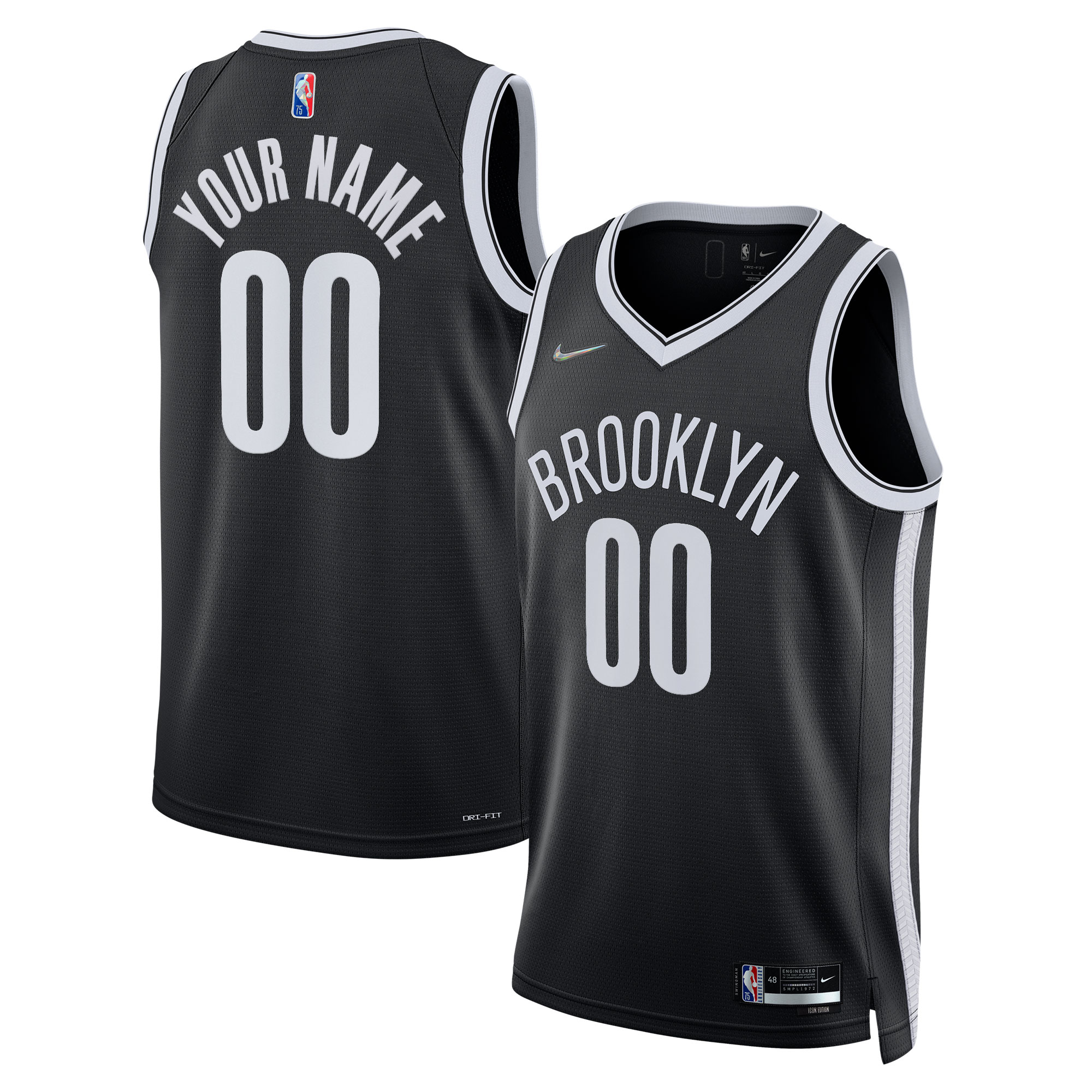 Brooklyn Nets 2021\/22 Diamond Swingman Custom Jersey - Icon Edition - Black cheap jerseys for sale - CheapJerseys.Shop