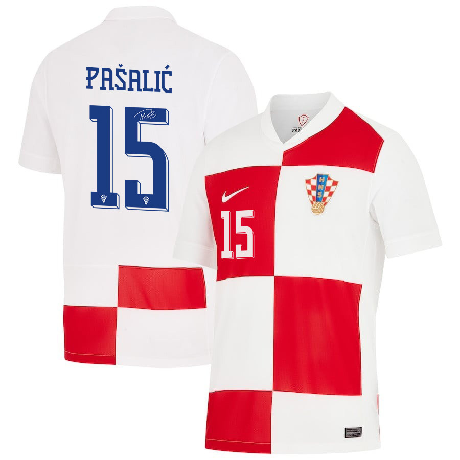 Mario Pašalić 15 Signed Croatia National Team 2024 Home Men Jersey Autographed - White cheap jerseys for sale - CheapJerseys.Shop