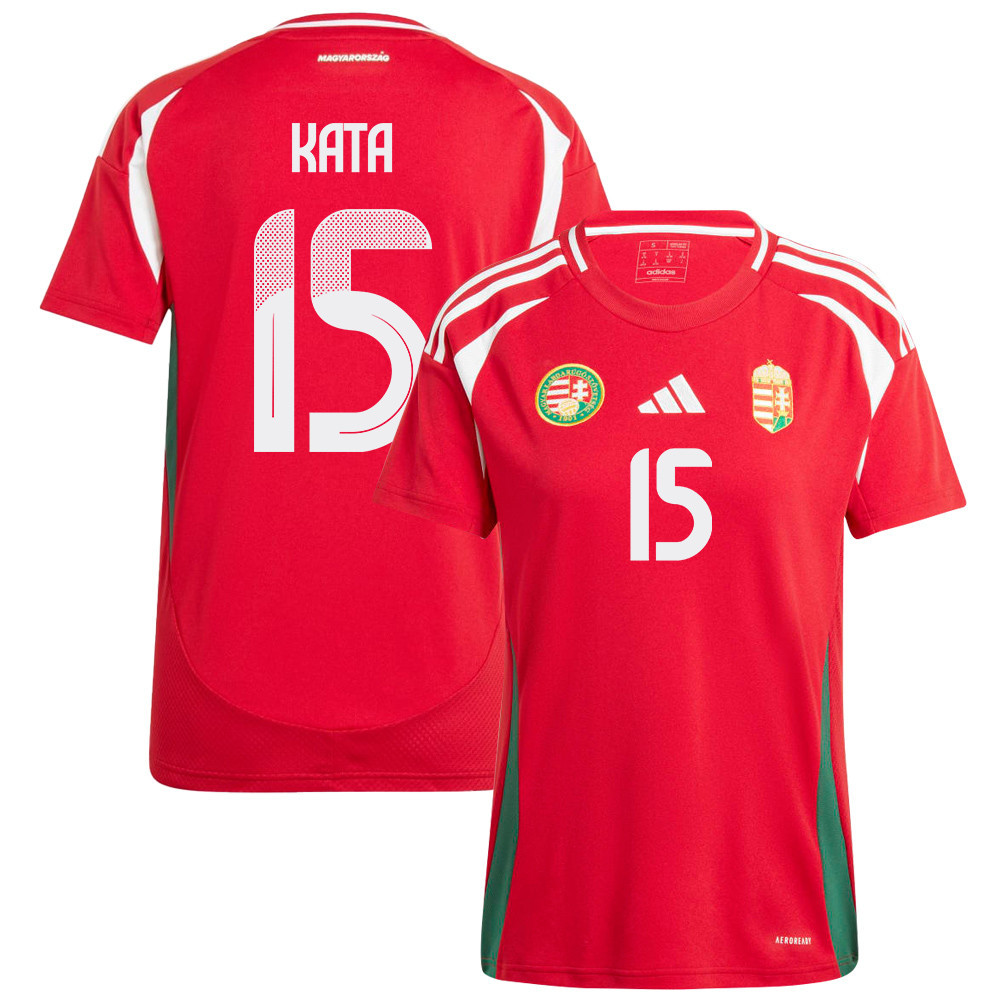 Mihály Kata 15 Hungary National Team 2024/25 Home WOMEN Jersey - Red cheap jerseys for sale - CheapJerseys.Shop