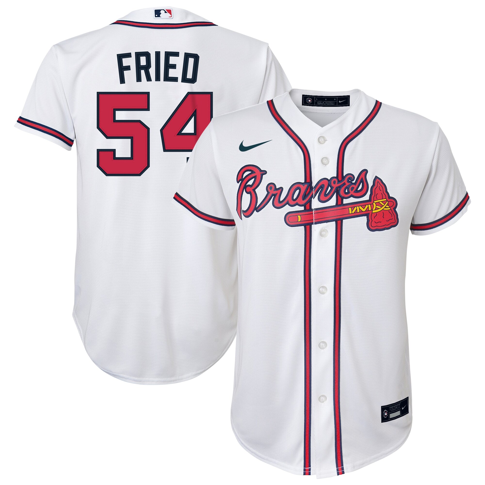 Max Fried Atlanta Braves Youth Alternate Replica Player Jersey - White cheap jerseys for sale - CheapJerseys.Shop