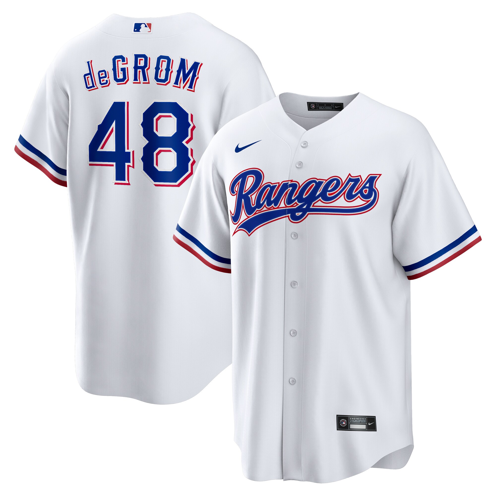 Jacob deGrom Texas Rangers Home Replica Player Jersey - White cheap jerseys for sale - CheapJerseys.Shop