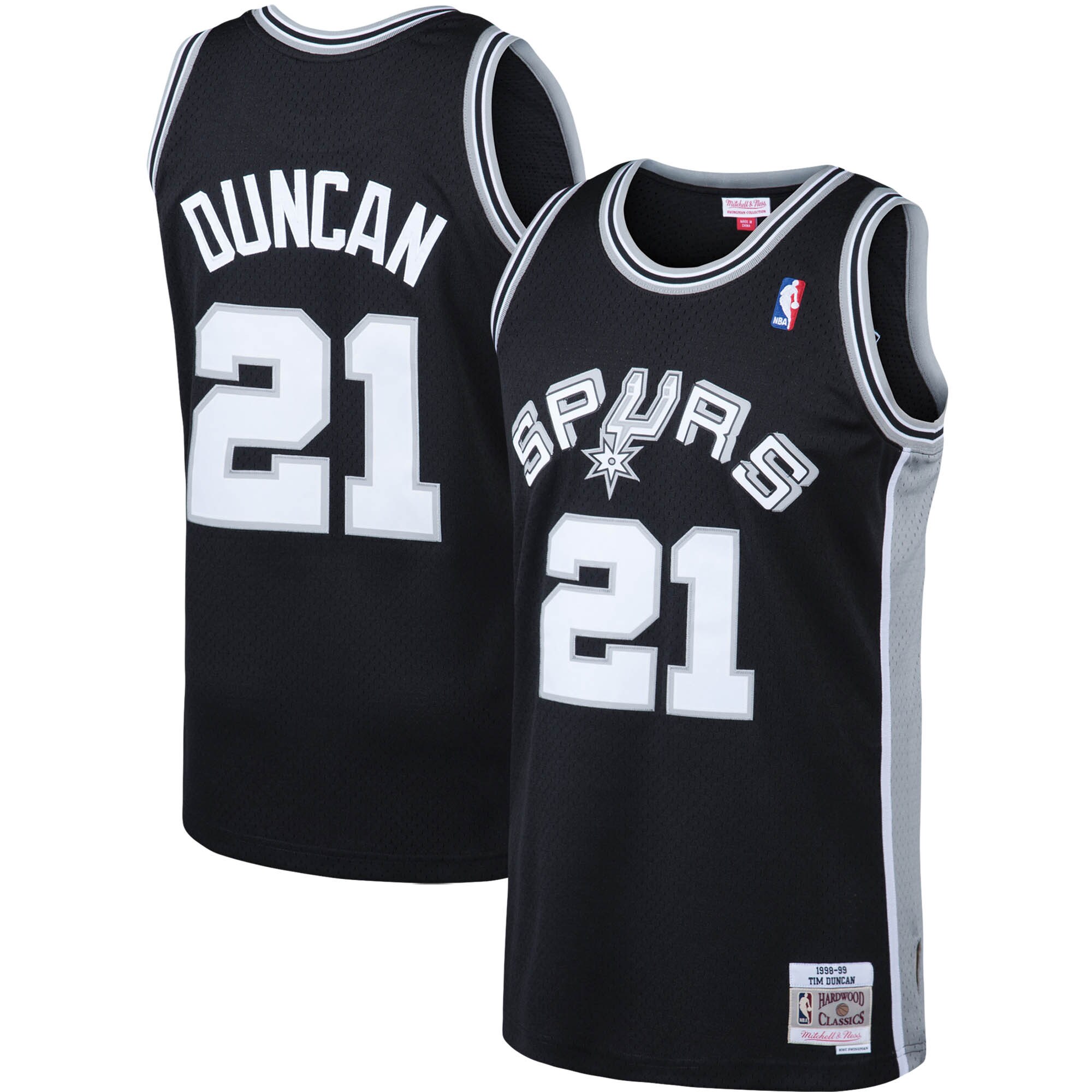 Tim Duncan San Antonio Spurs Mitchell & Ness 1998\/99 Big & Tall Hardwood Classics Swingman Jersey - Black cheap jerseys for sale - CheapJerseys.Shop