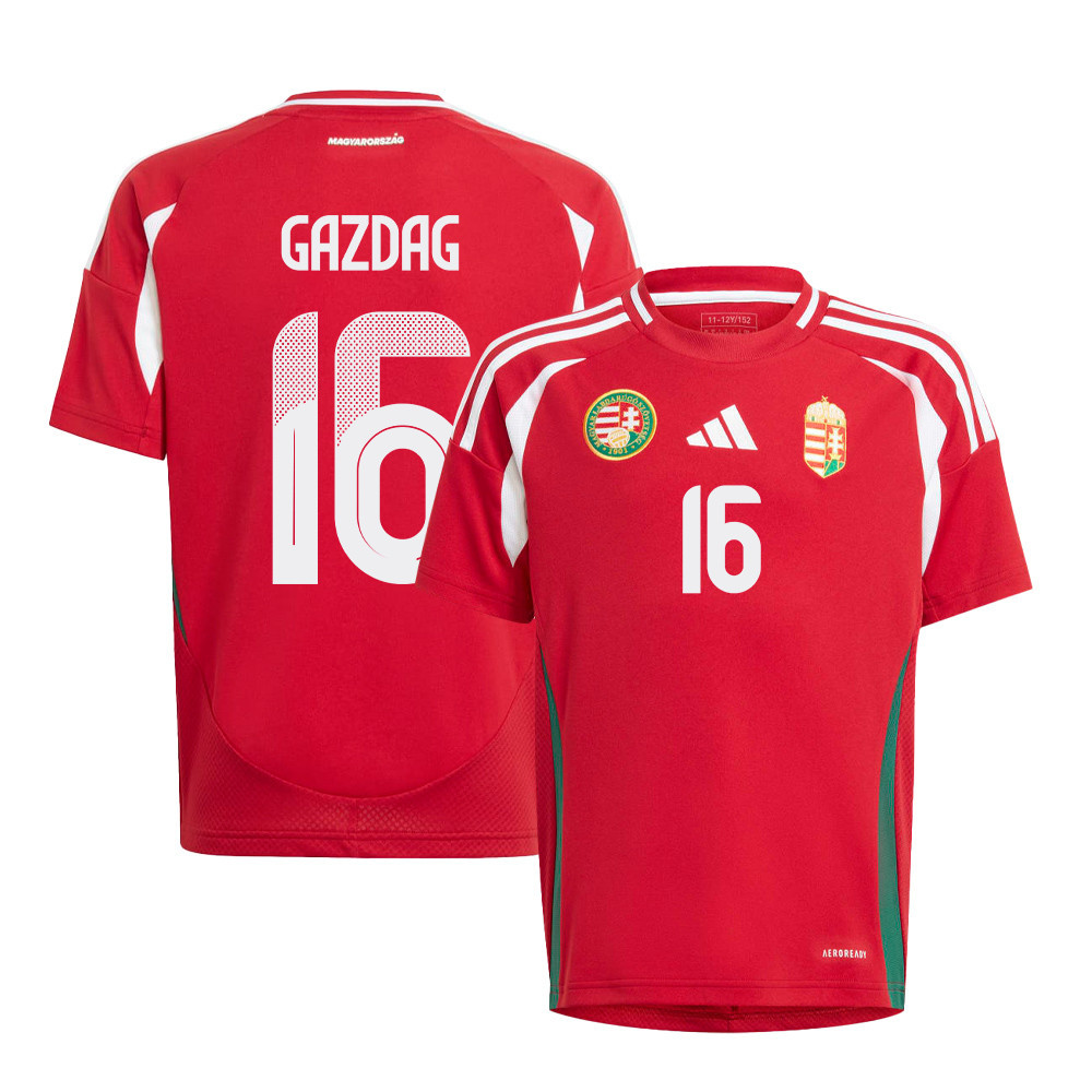 Dániel Gazdag 16 Hungary National Team 2024/25 Home YOUTH Jersey - Red cheap jerseys for sale - CheapJerseys.Shop