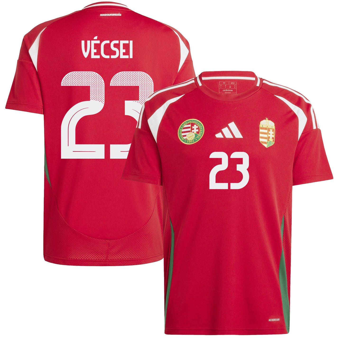Bálint Vécsei 23 Hungary National Team 2024/25 Home Men Jersey - Red cheap jerseys for sale - CheapJerseys.Shop