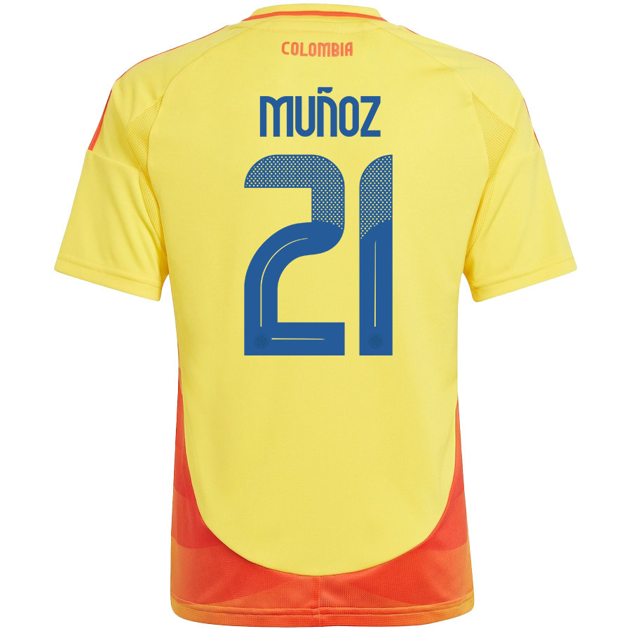 Daniel Muñoz 21 Colombia National Team 2024/25 Home YOUTH Jersey - Yellow cheap jerseys for sale - CheapJerseys.Shop