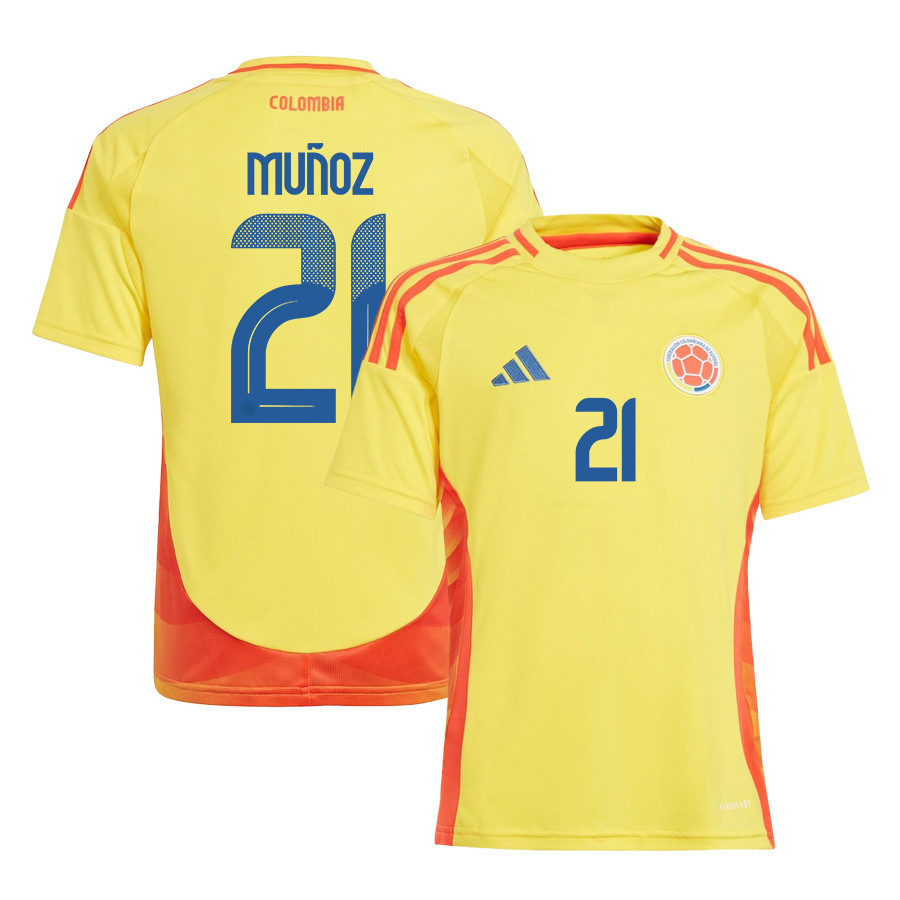 Daniel Muñoz 21 Colombia National Team 2024/25 Home YOUTH Jersey - Yellow cheap jerseys for sale - CheapJerseys.Shop