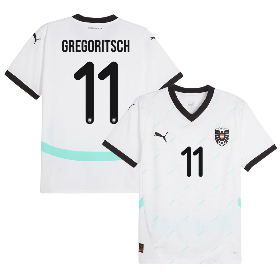 Michael Gregoritsch 11 Austria National Team 2024/25 Away Men Jersey - White cheap jerseys for sale - CheapJerseys.Shop