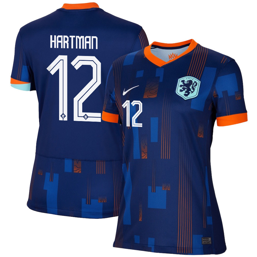 Quilindschy Hartman 12 Netherlands National Team 2024/25 Away WOMEN Jersey - Navy cheap jerseys for sale - CheapJerseys.Shop