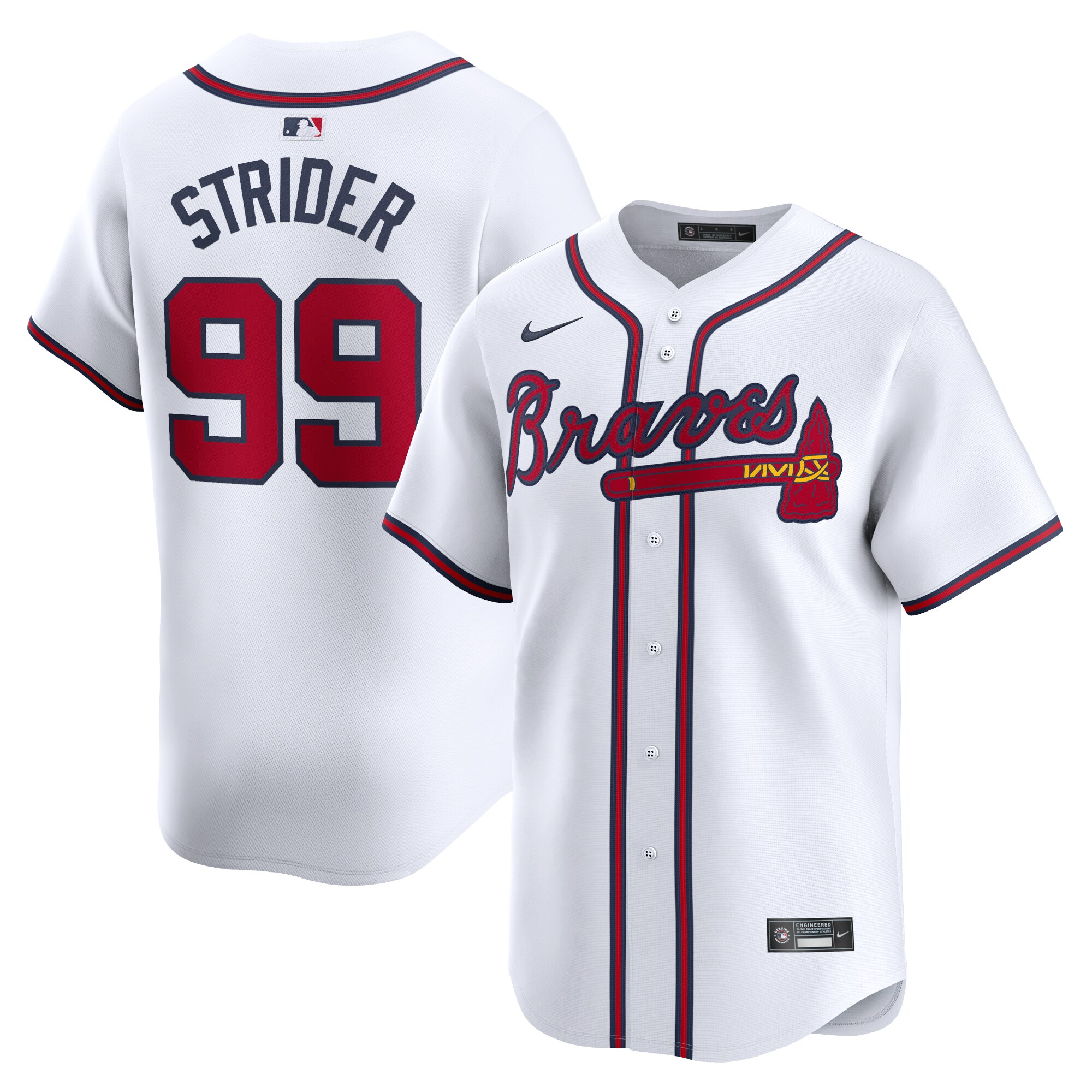 Spencer Strider Atlanta Braves Home Limited Player Jersey - White cheap jerseys for sale - CheapJerseys.Shop