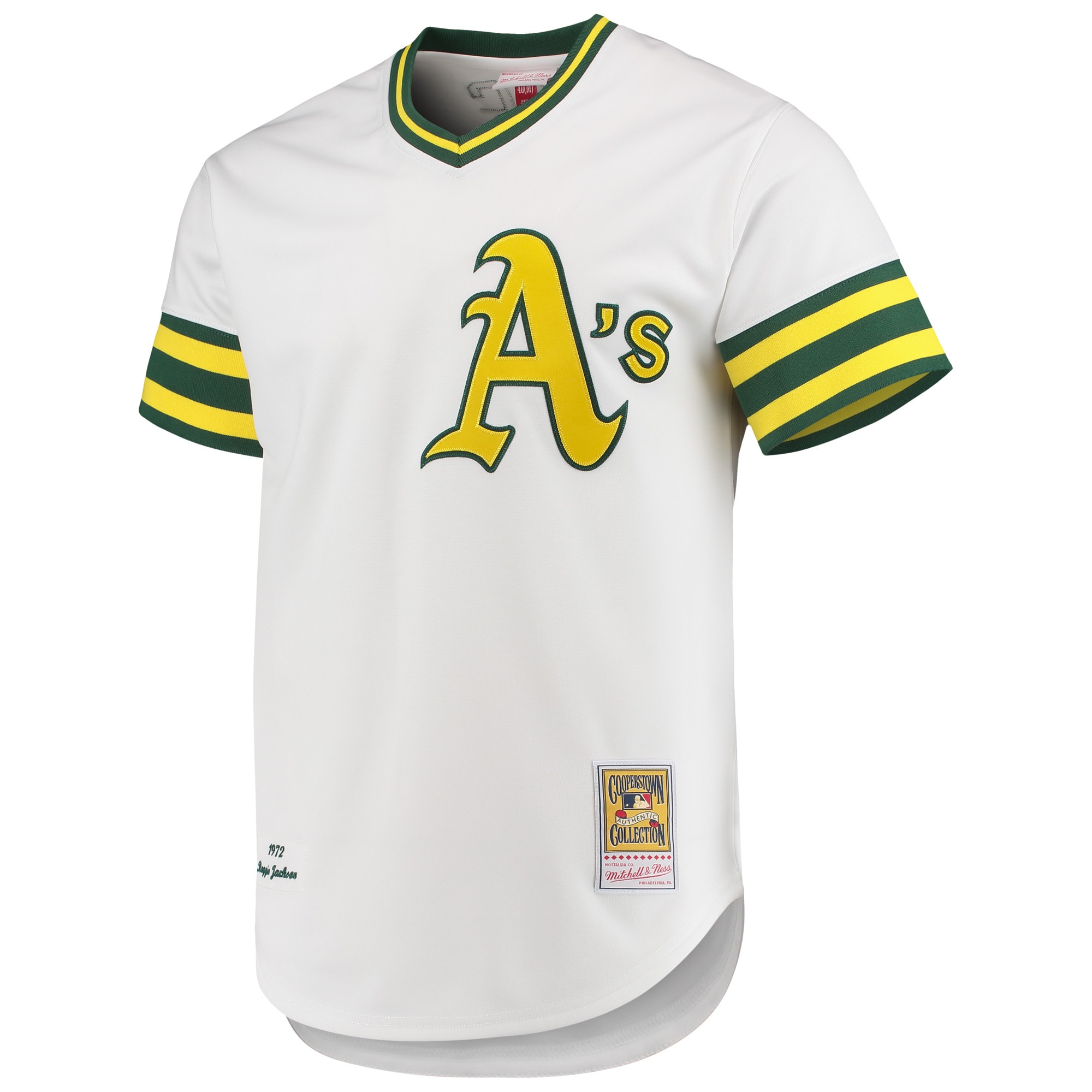 Reggie Jackson Oakland Athletics Mitchell & Ness 1972 Cooperstown Collection Authentic Jersey - White cheap jerseys for sale - CheapJerseys.Shop