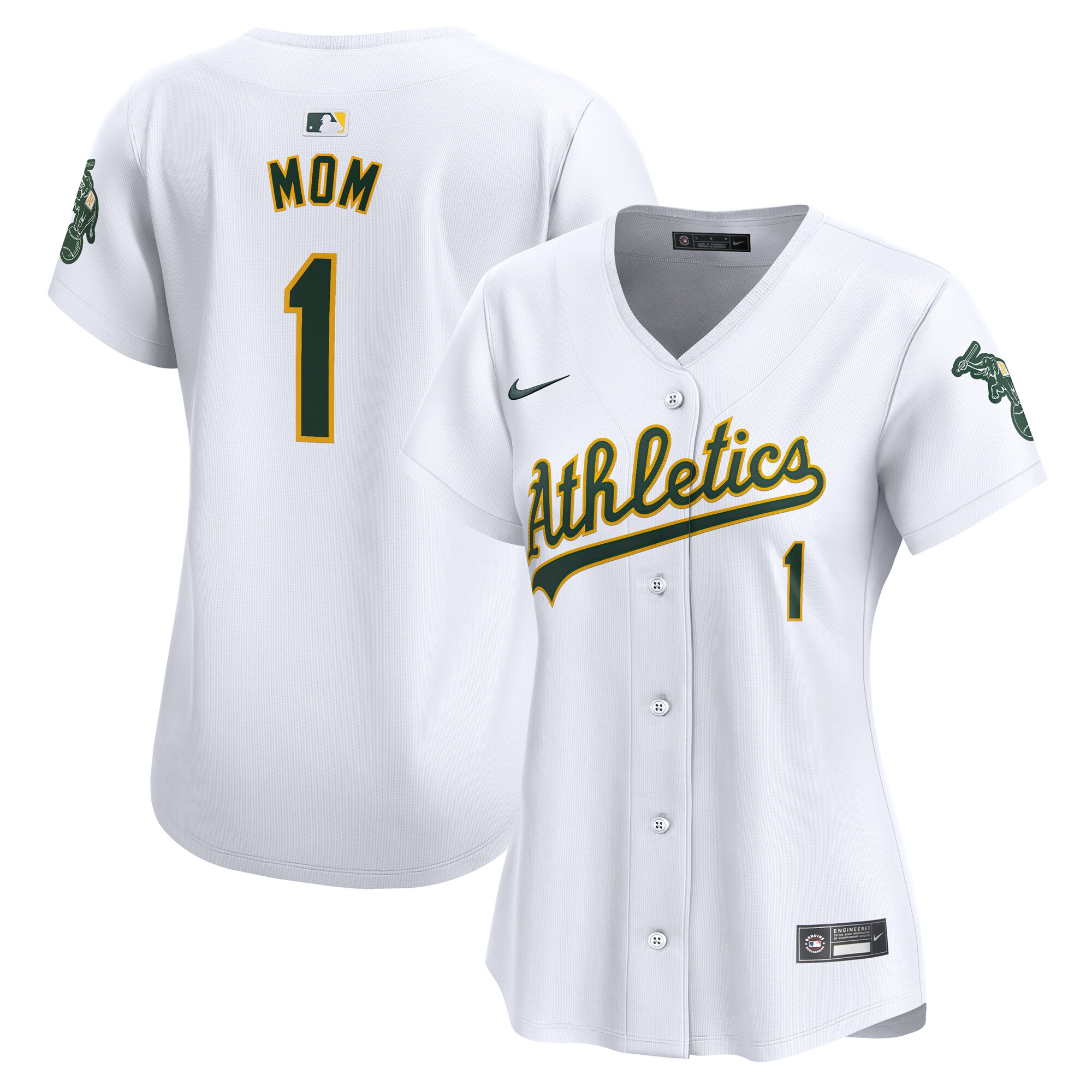 Oakland Athletics Women's #1 Mom Home Limited Jersey - White cheap jerseys for sale - CheapJerseys.Shop