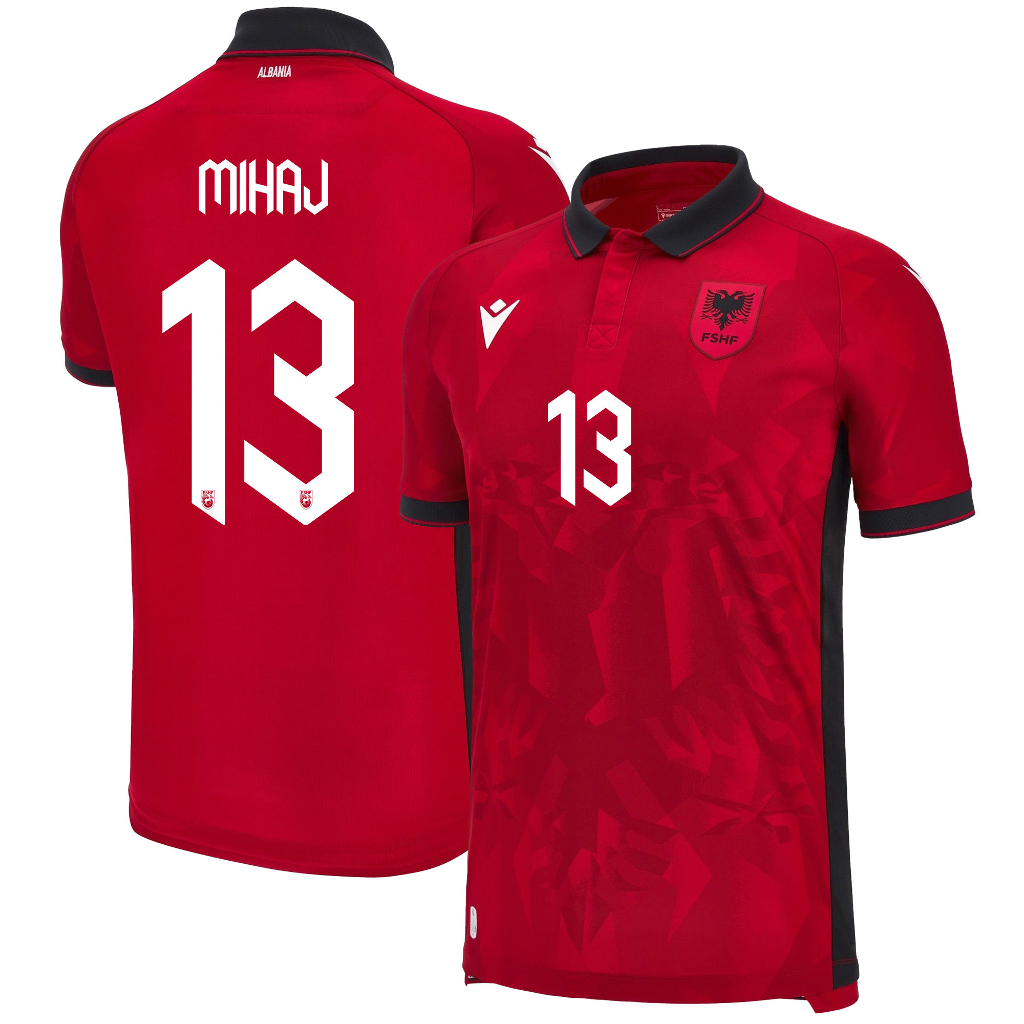 Enea Mihaj 13 Albania National Team 2024/25 Home Men Jersey - Red cheap jerseys for sale - CheapJerseys.Shop