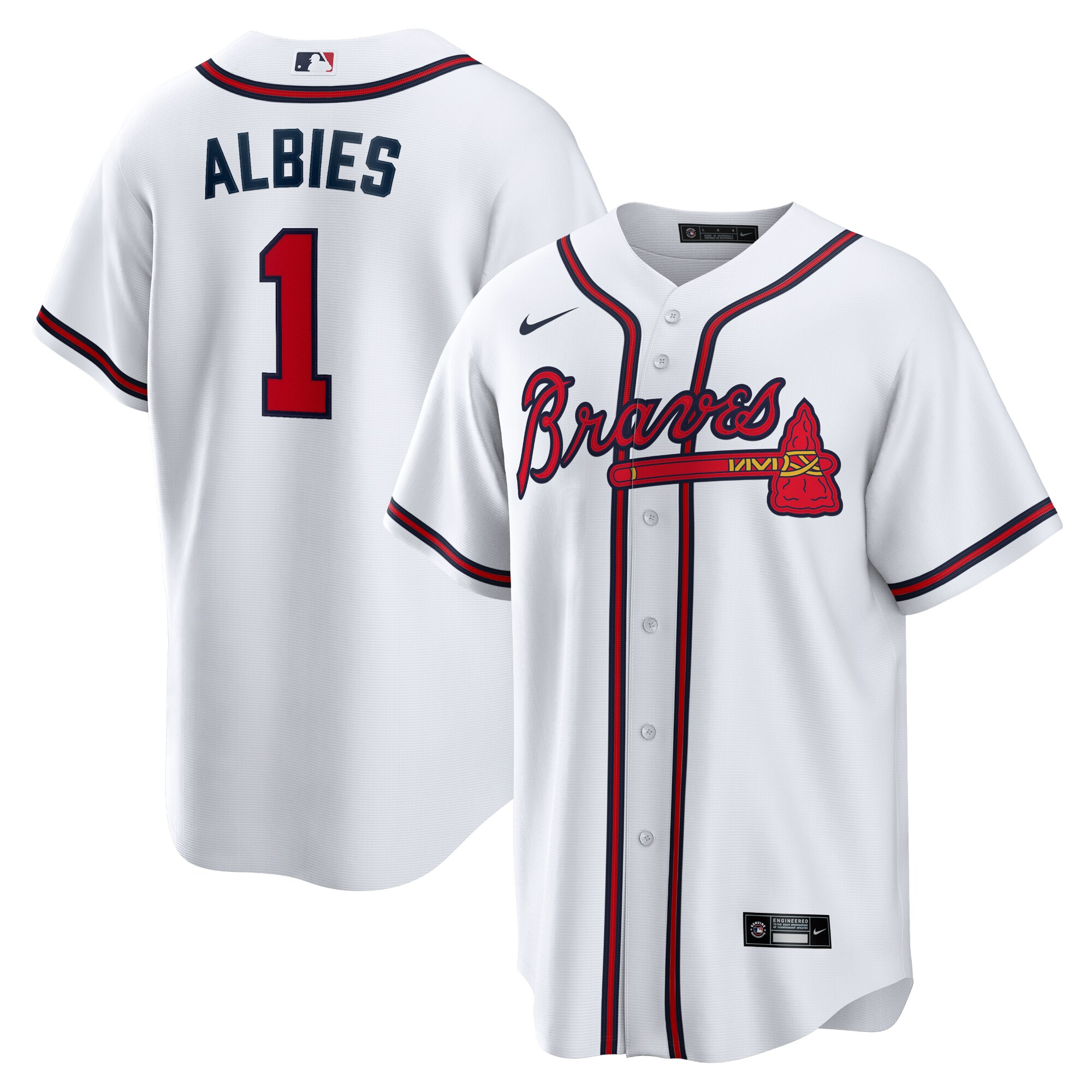 Ozzie Albies Atlanta Braves Home Replica Player Name Jersey - White cheap jerseys for sale - CheapJerseys.Shop
