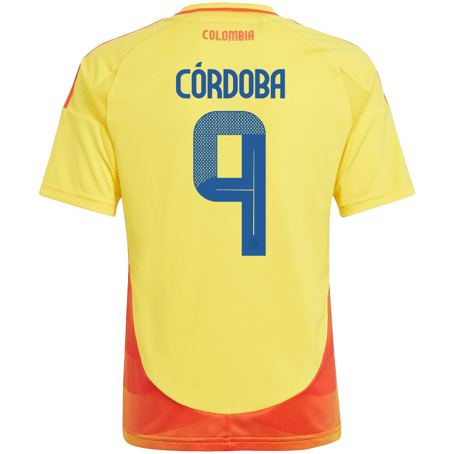 Jhon Córdoba 9 Colombia National Team 2024/25 Home YOUTH Jersey - Yellow cheap jerseys for sale - CheapJerseys.Shop