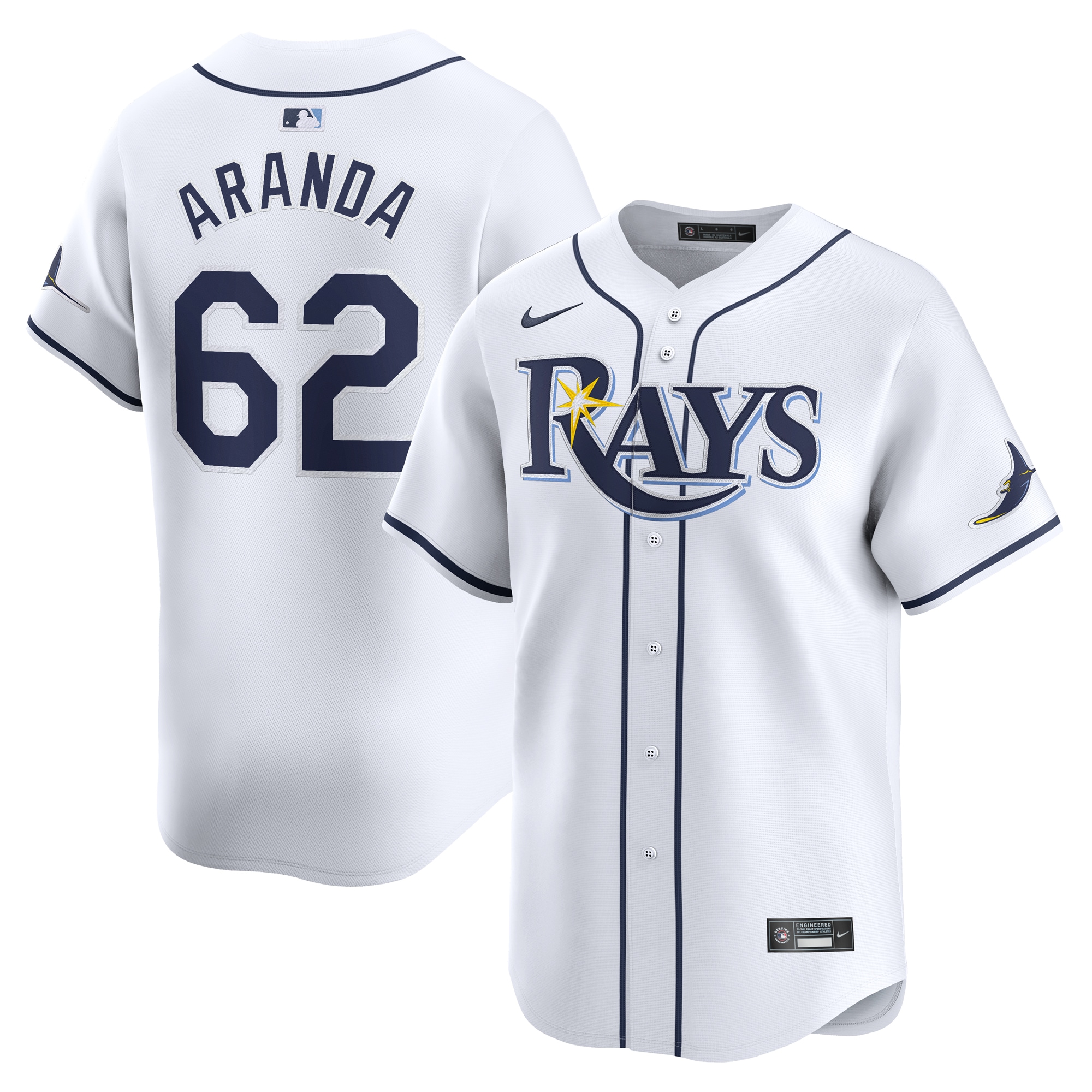 Jonathan Aranda Tampa Bay Rays Home Limited Player Jersey - White cheap jerseys for sale - CheapJerseys.Shop