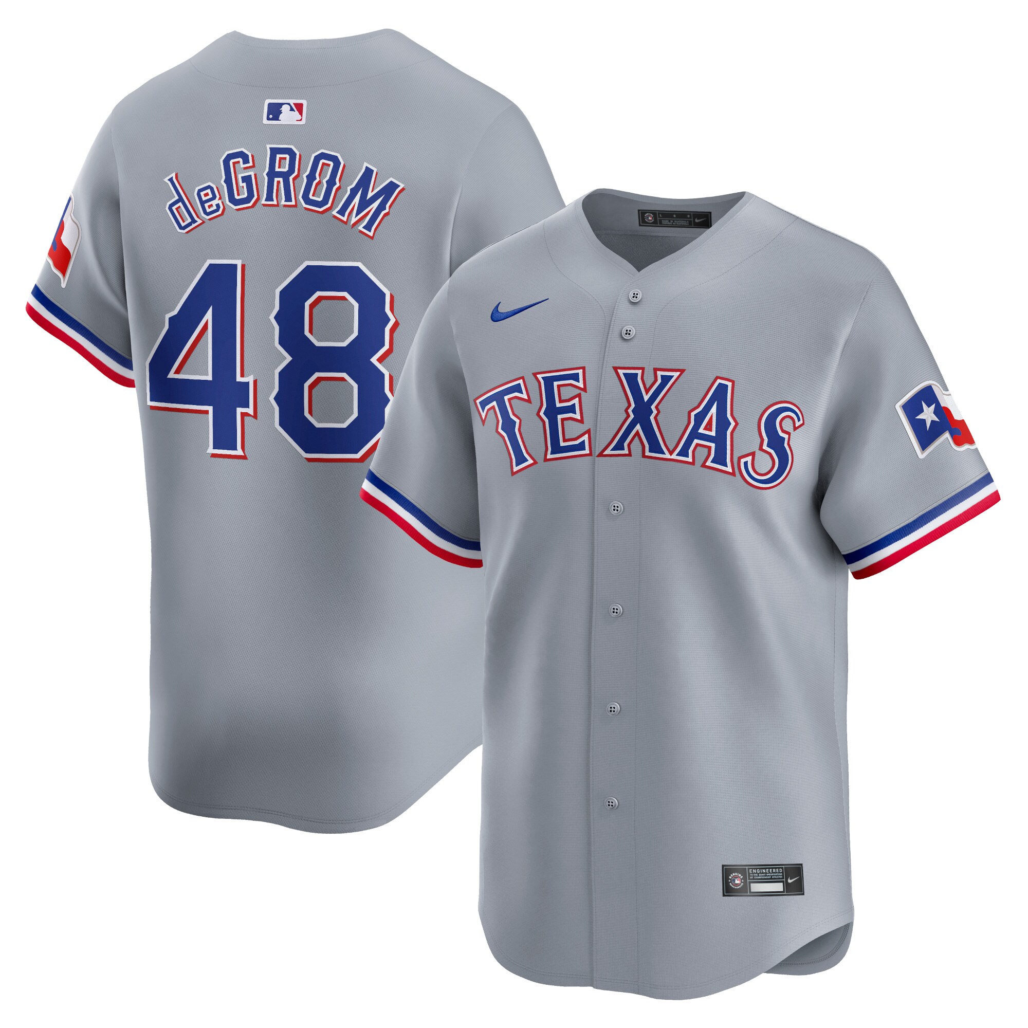Jacob deGrom Texas Rangers Away Limited Player Jersey - Gray cheap jerseys for sale - CheapJerseys.Shop