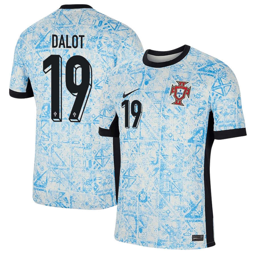 Diogo Dalot 19 Portugal National Team 2024/25 Away Men Jersey - Cream/Blue cheap jerseys for sale - CheapJerseys.Shop