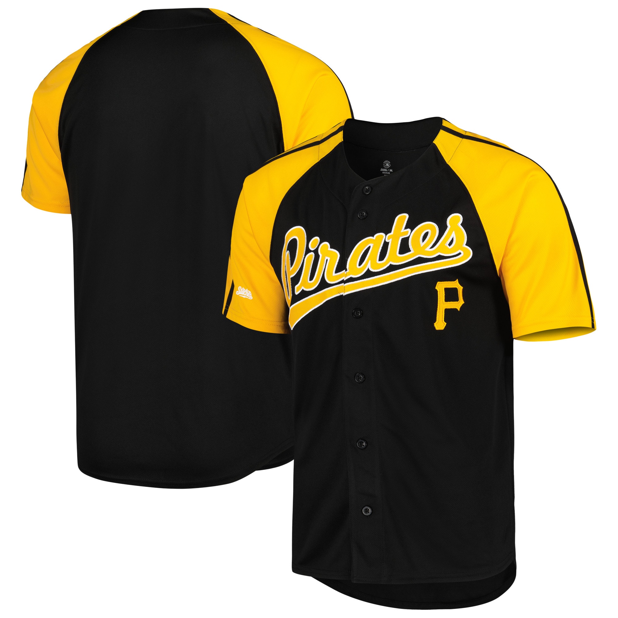 Pittsburgh Pirates Stitches Button-Down Raglan Fashion Jersey - Black cheap jerseys for sale - CheapJerseys.Shop