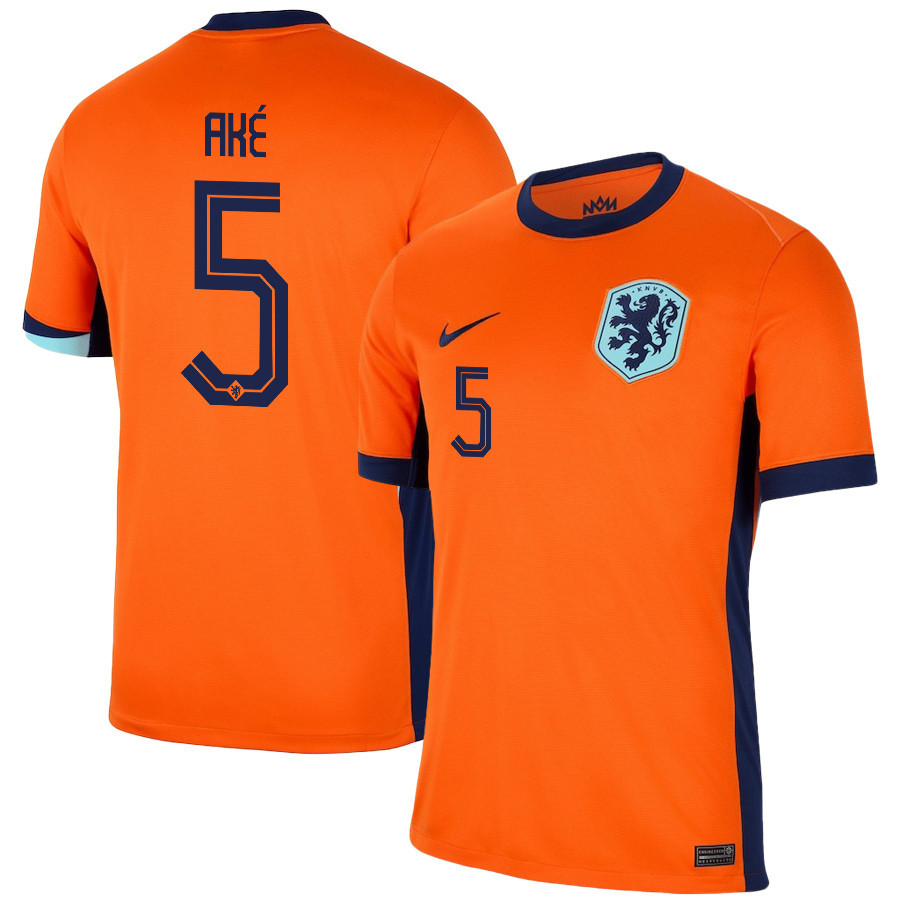 Nathan Aké 5 Netherlands National Team 2024/25 Home Men Jersey - Orange cheap jerseys for sale - CheapJerseys.Shop