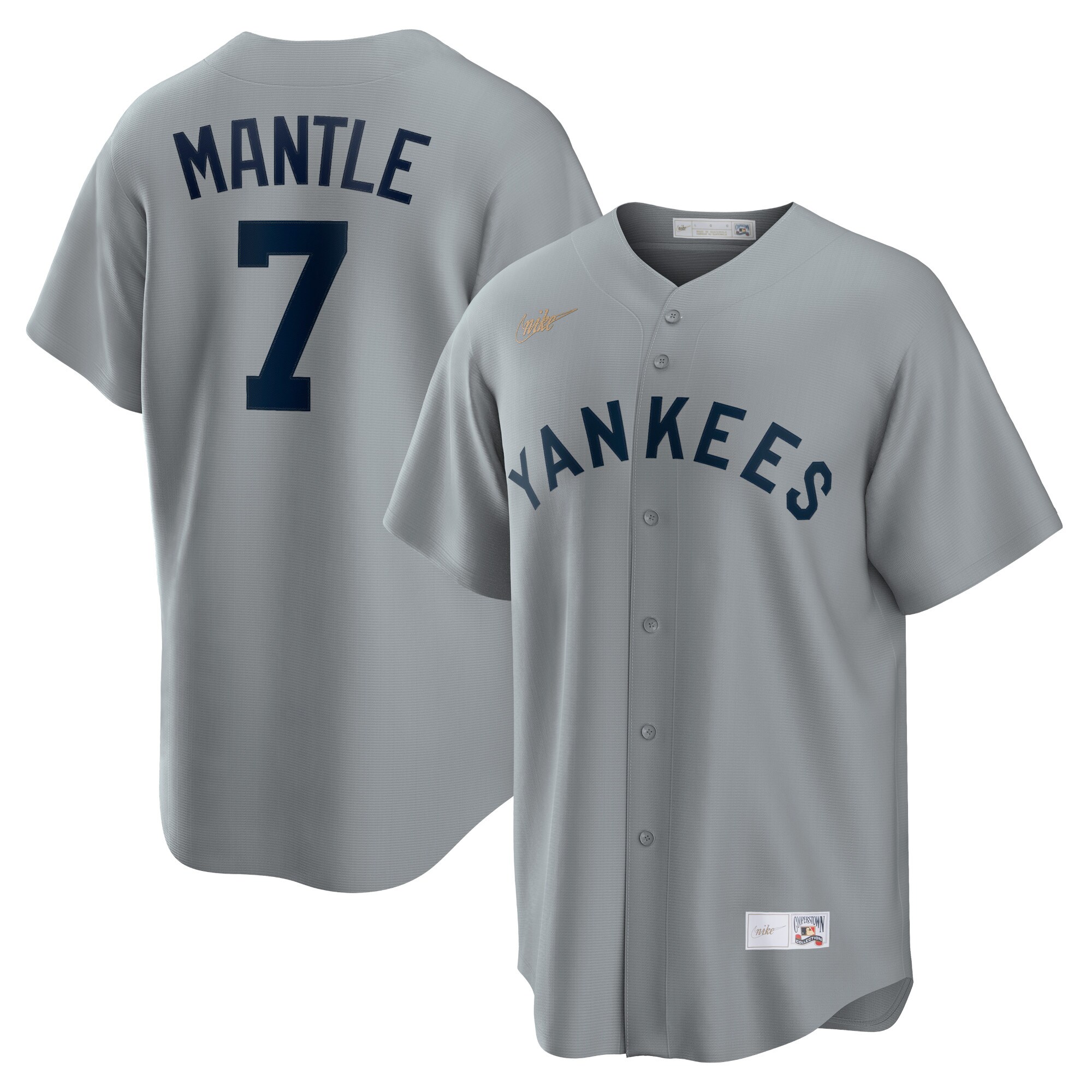 Mickey Mantle New York Yankees Road Cooperstown Collection Player Jersey - Gray cheap jerseys for sale - CheapJerseys.Shop