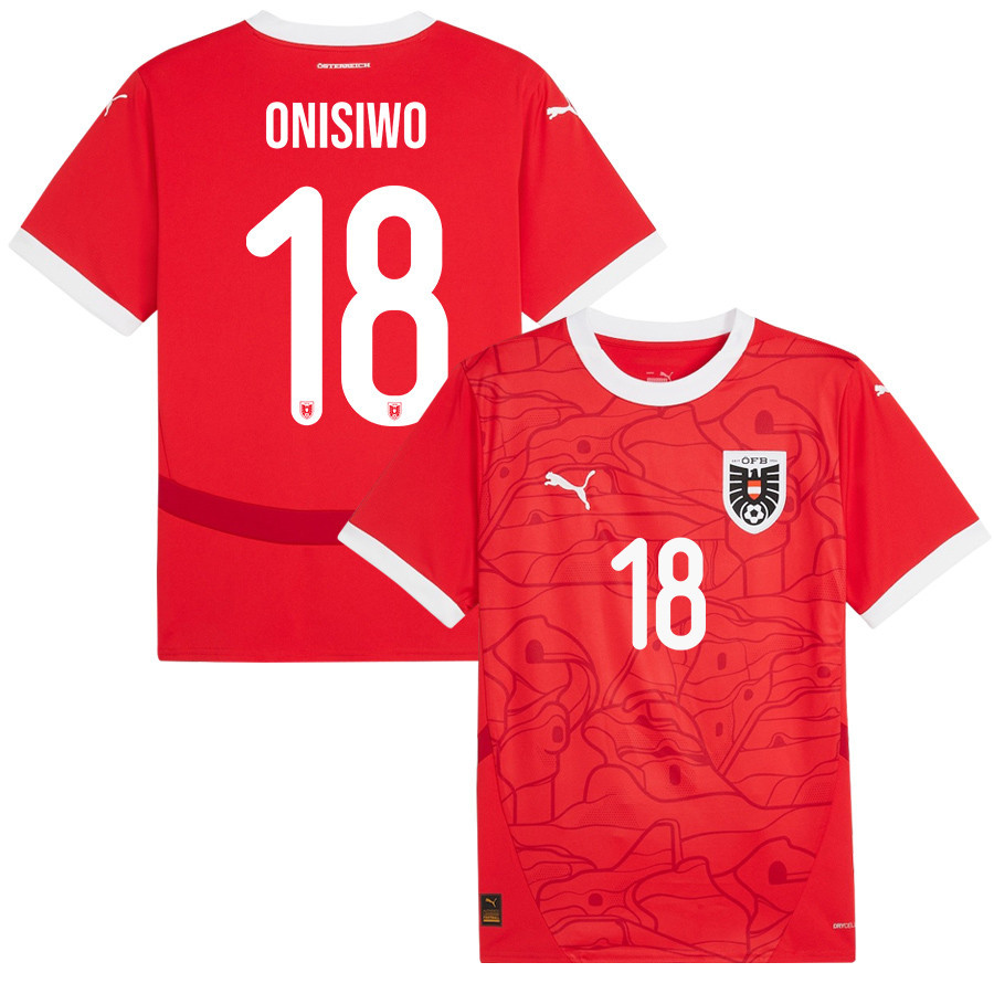Karim Onisiwo 18 Austria National Team 2024/25 Home Men Jersey - Red cheap jerseys for sale - CheapJerseys.Shop