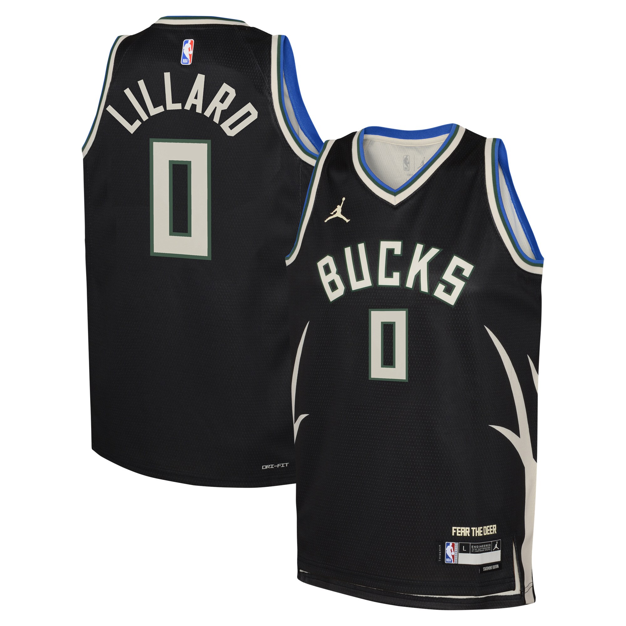 Damian Lillard Milwaukee Bucks Jordan Brand Youth Swingman Jersey - Statement Edition - Black cheap jerseys for sale - CheapJerseys.Shop