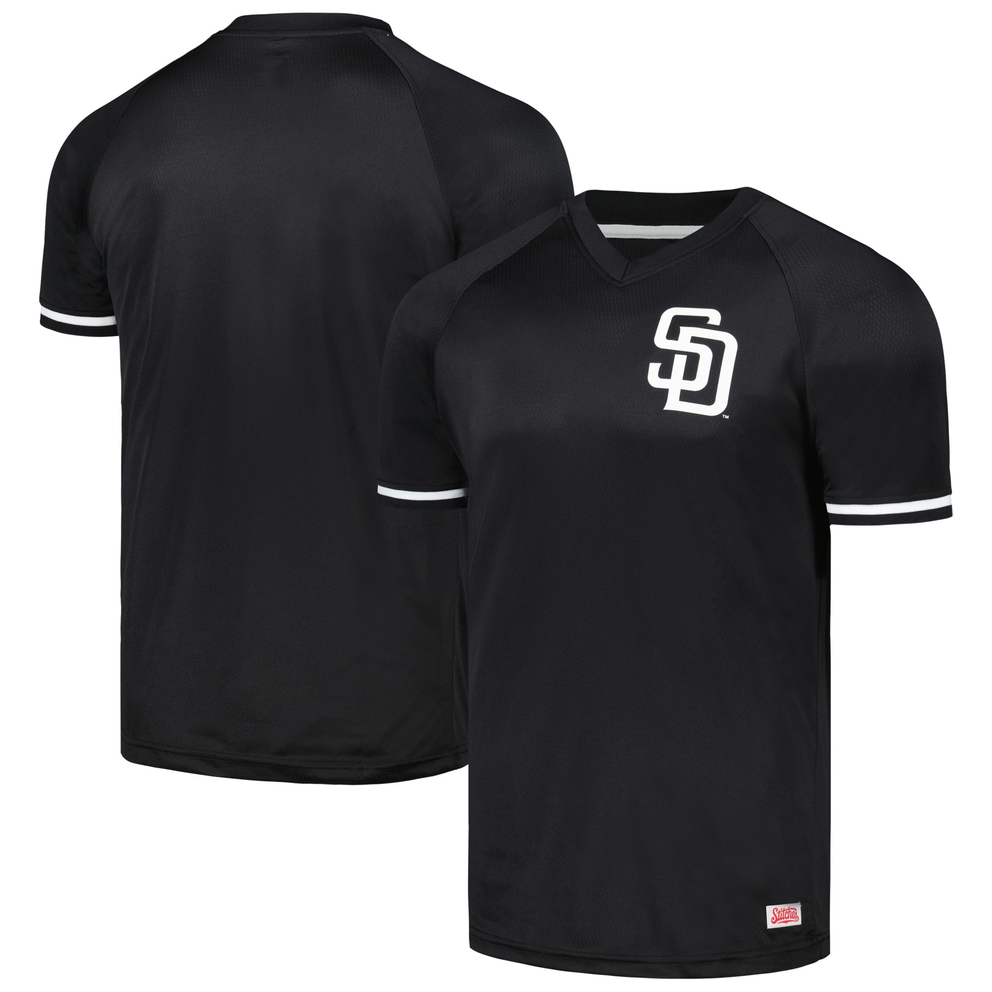 San Diego Padres Stitches Black Raglan V-Neck Jersey cheap jerseys for sale - CheapJerseys.Shop