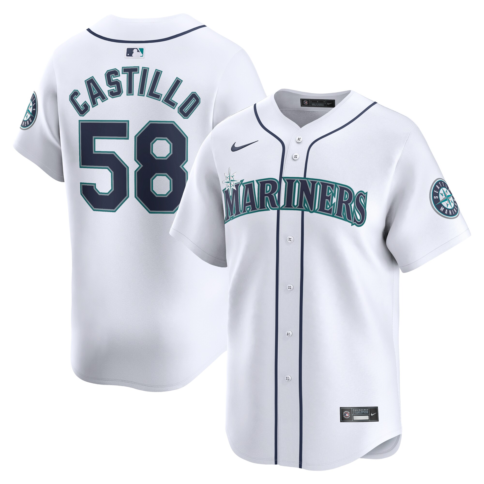 Luis Castillo Seattle Mariners Home Limited Player Jersey - White cheap jerseys for sale - CheapJerseys.Shop