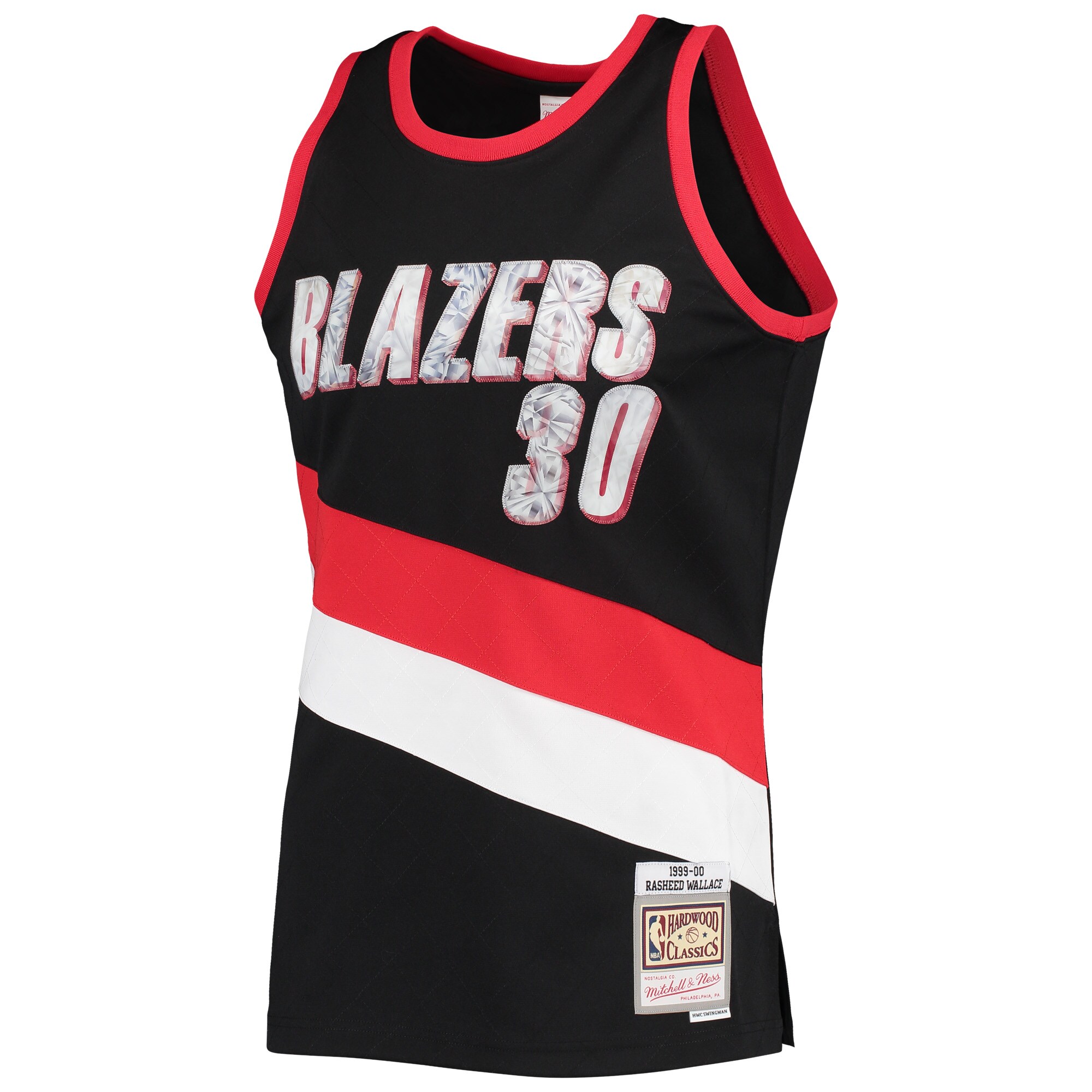 Rasheed Wallace Portland Trail Blazers Mitchell & Ness 1999\/00 Hardwood Classics 75th Anniversary Diamond Swingman Jersey - Black cheap jerseys for sale - CheapJerseys.Shop