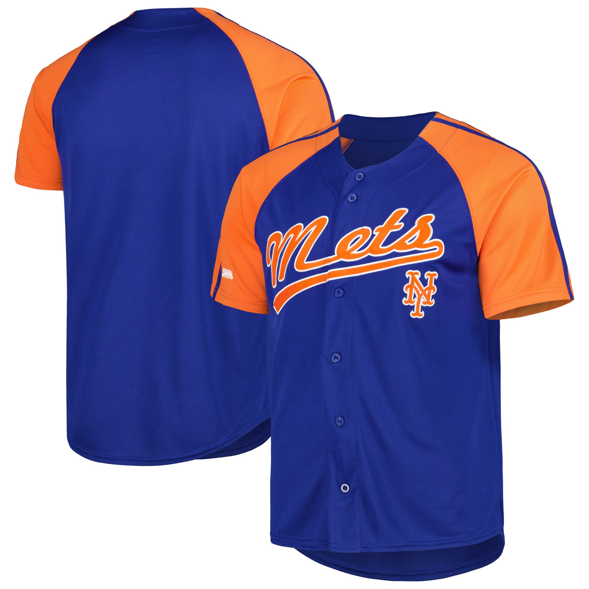 New York Mets Stitches Button-Down Raglan Fashion Jersey - Royal cheap jerseys for sale - CheapJerseys.Shop