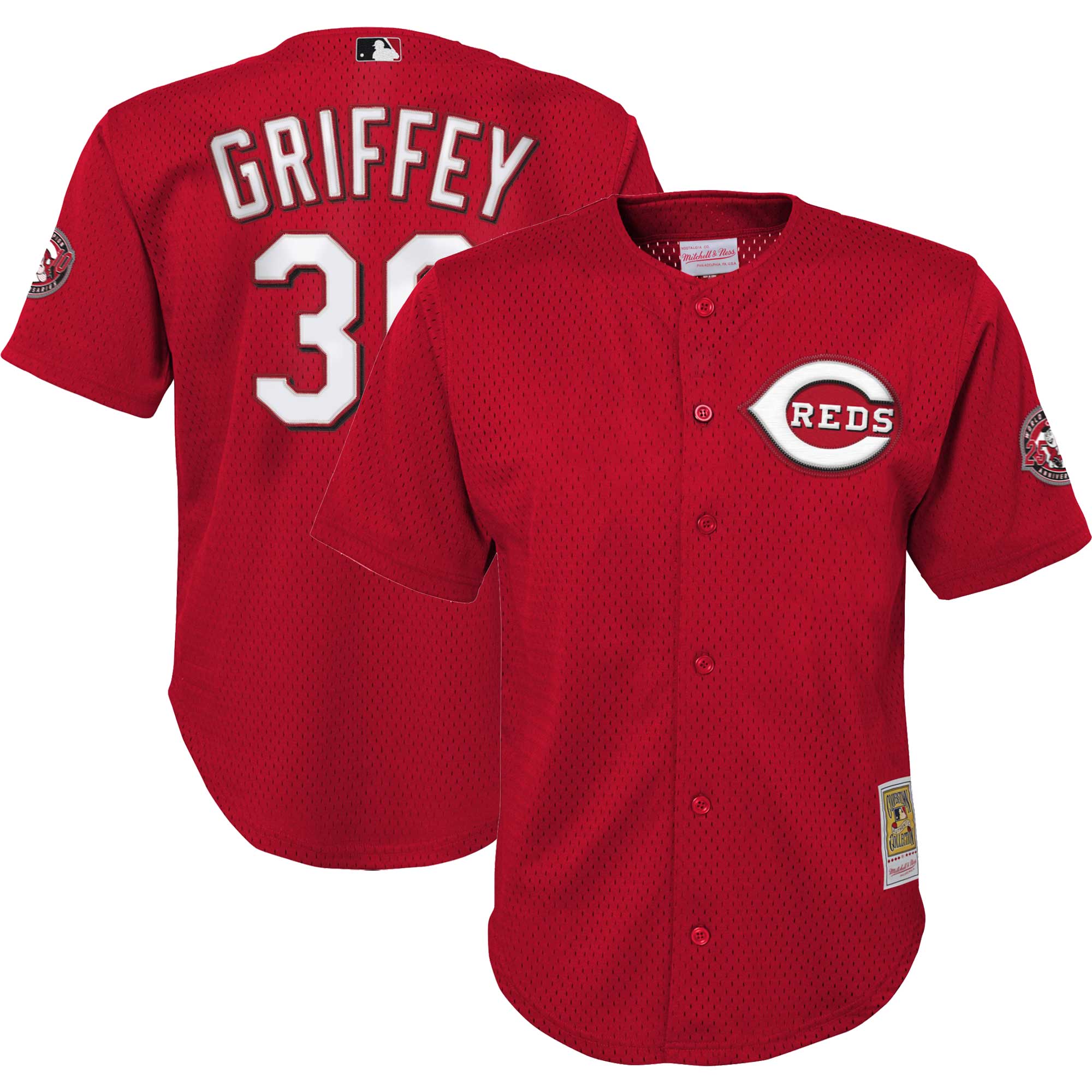 Ken Griffey Jr. Cincinnati Reds Mitchell & Ness Youth Cooperstown Collection\u00c2\u00a0Mesh Batting Practice Jersey - Red cheap jerseys for sale - CheapJerseys.Shop