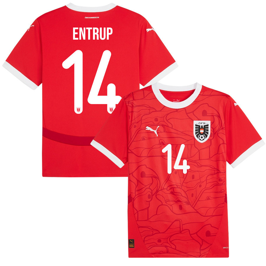 Maximilian Entrup 14 Austria National Team 2024/25 Home Men Jersey - Red cheap jerseys for sale - CheapJerseys.Shop